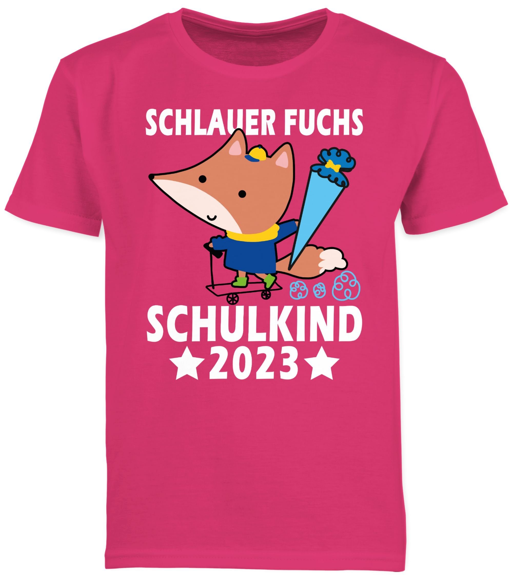 Fuchs Einschulung 2023 Fuchsia Shirtracer Schulkind Schlauer 02 Junge T-Shirt Geschenke Schulanfang