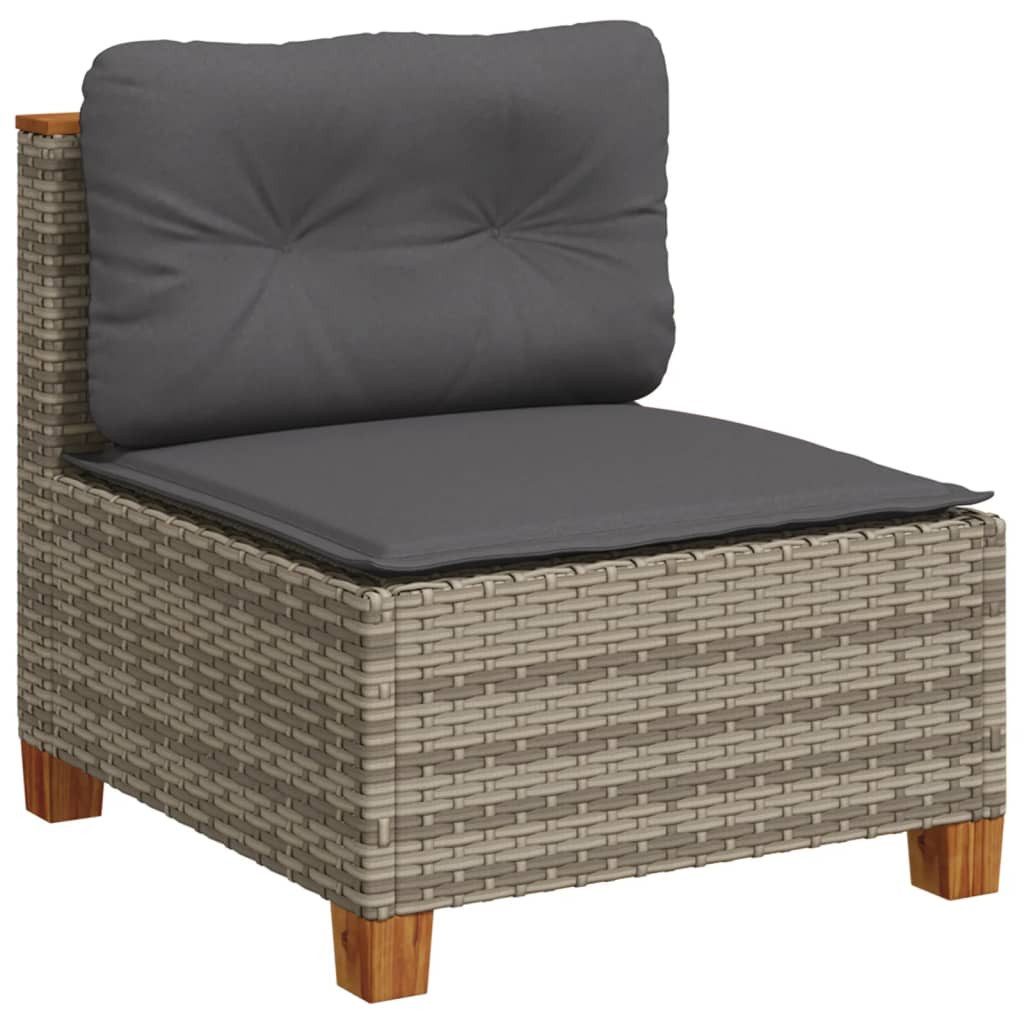 vidaXL Loungesofa Gartensofa ohne Armlehnen mit Kissen Grau Poly Rattan