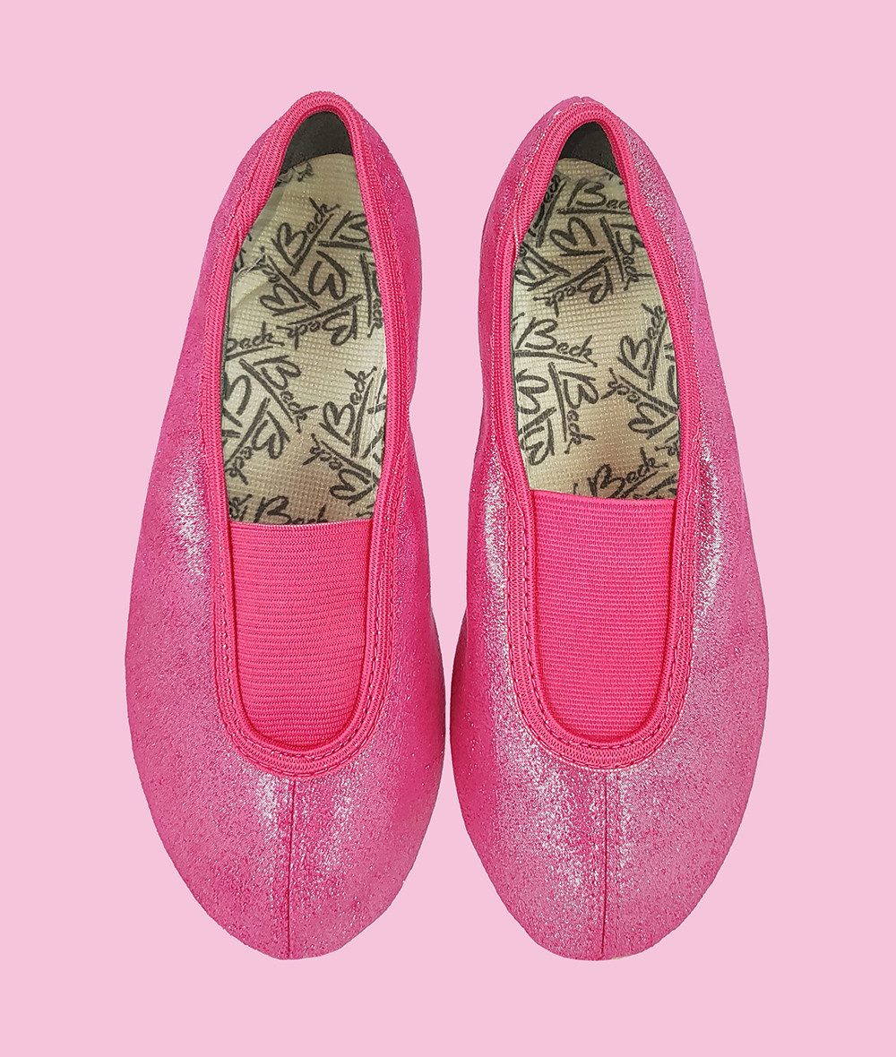Beck Schläppchen Chic mit Ristgummi, Glanzsatin Gymnastikschuh Mit Ristgummi
