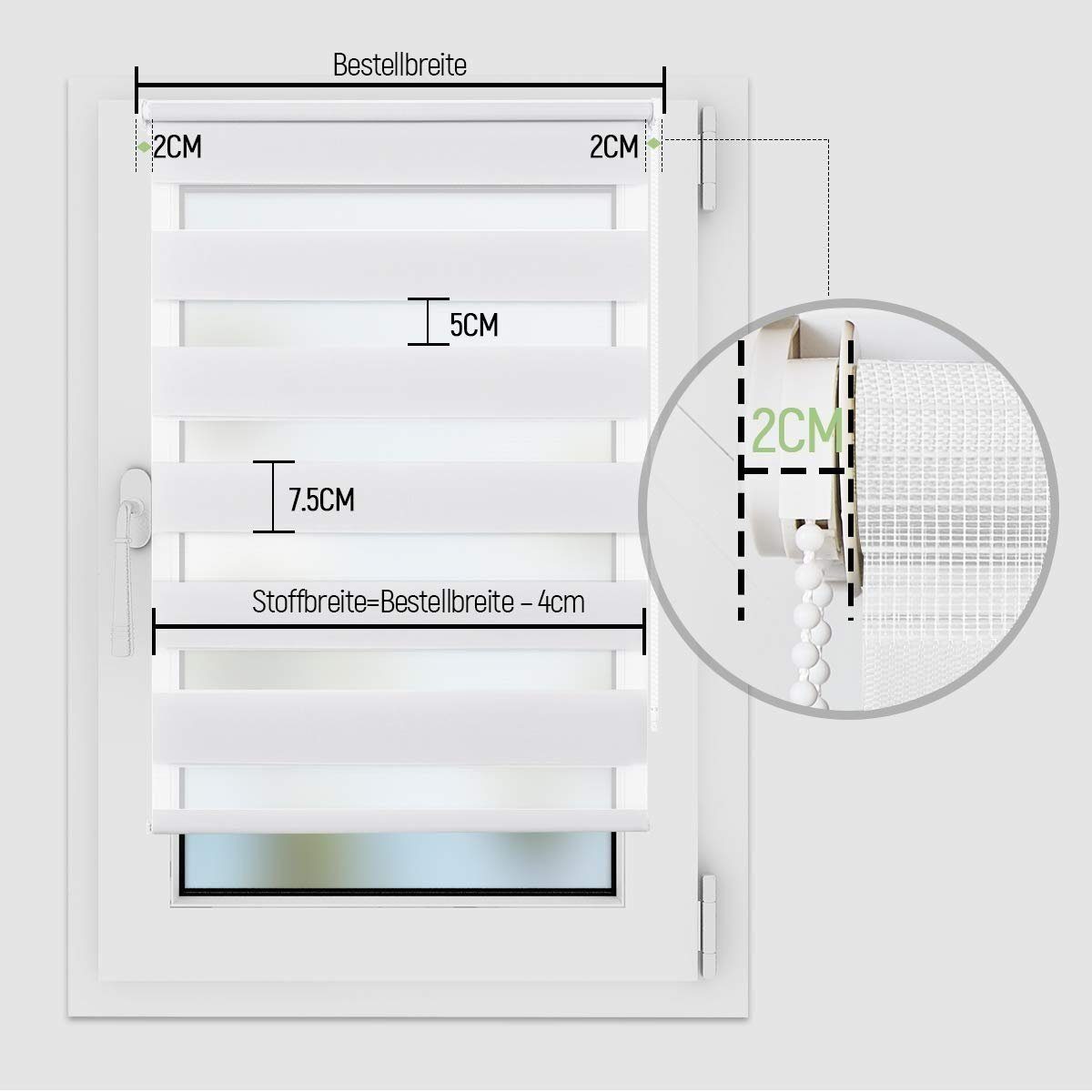 Doppelrollo Klemmfix ohne Bohre, OUBO, verdunkelnd, Fensterrollo Seitenzugrollo Blickdicht, Für Fenster und Tür mit Klämmträger lichtdurchlässig verdunkelnd – Bild 4 von 5
