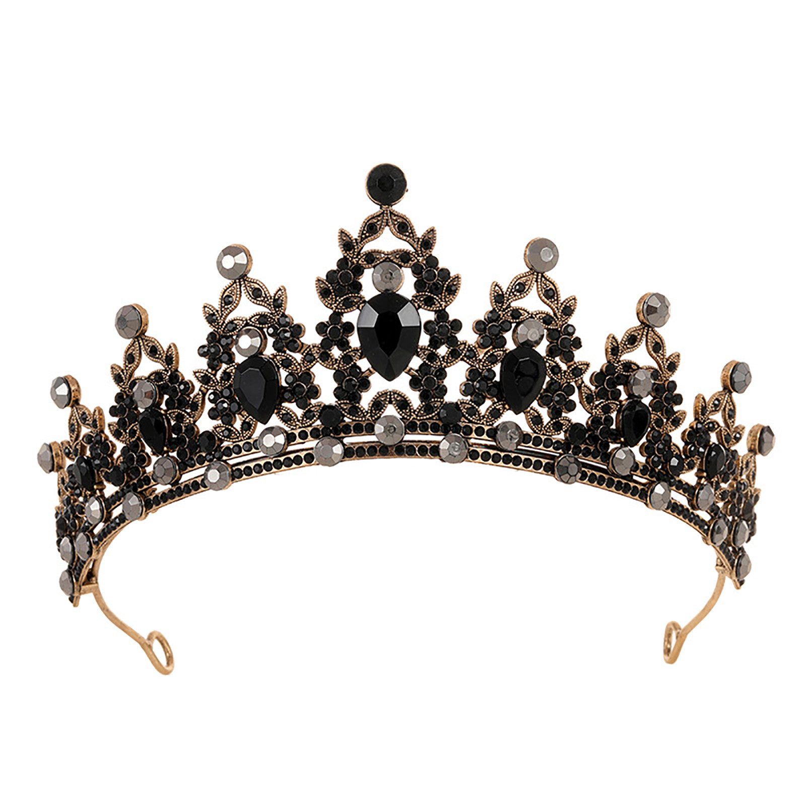 FOUORTUNATE-BEE Haarreif Schwarze Diadem mit Kristall, Barock Hexe Böse Königin Kostüm Stirnband für Braut Prinzessin Geburtstag, Cosplay Party Hochzeit Abschlussball Quinceanera Festzug