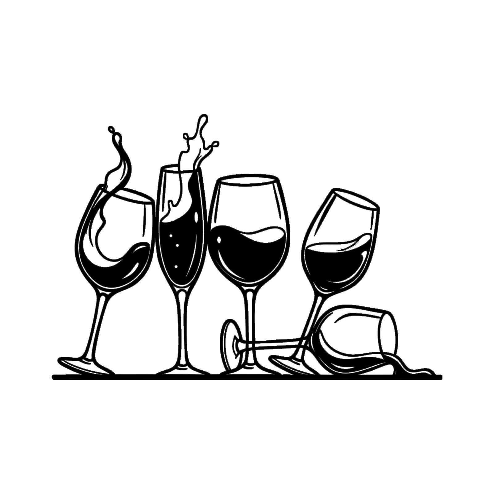 Jumpeak Wanddekoobjekt Weingläser Wanddeko, fließender Wein, mehrere Gläser,Silhouette, Metall, 4 Farben, 3 Größen, Wanddekoration für das Wohnzimmer,Romantik