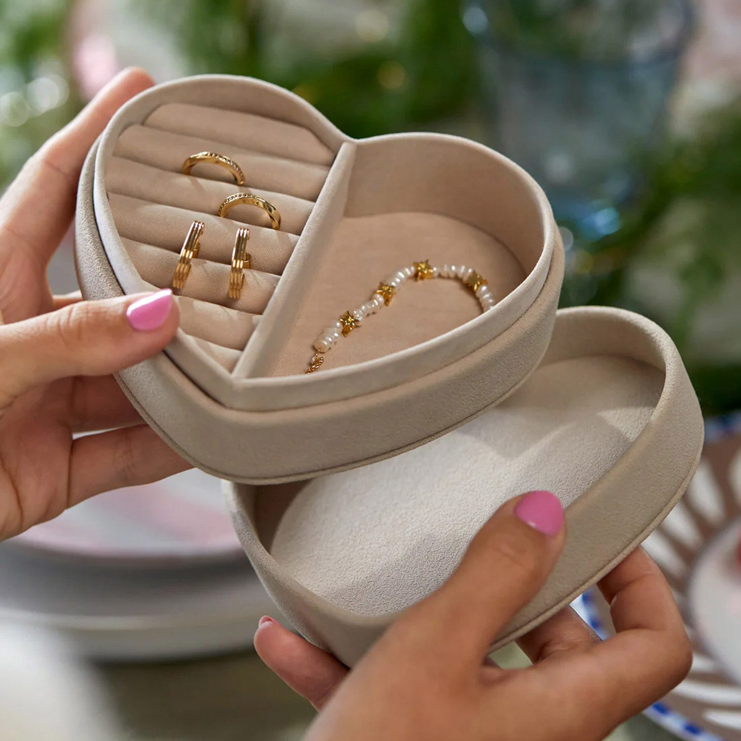 Estella Bartlett Schmuckkasten Schmuckbox Herz Beige Schmuckkästchen