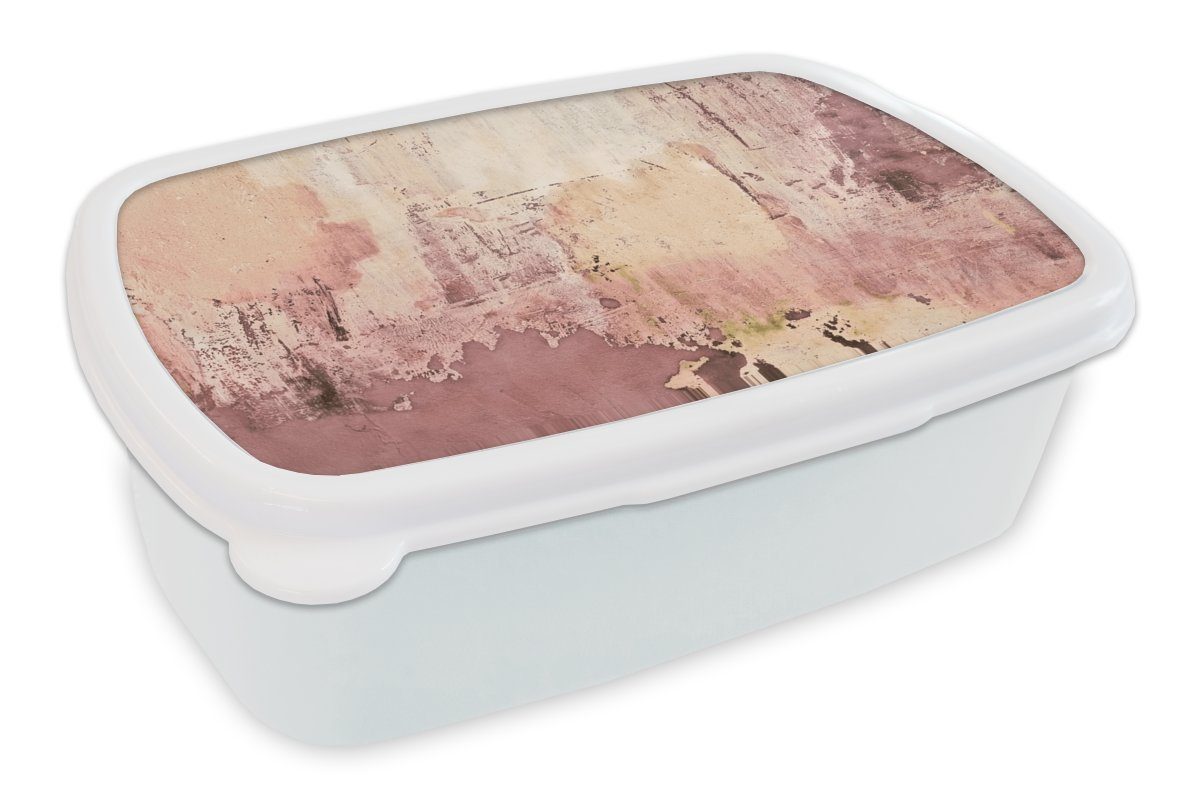 MuchoWow Lunchbox Wand - Lila - Rosa - Beton, Kunststoff, (2-tlg), Brotbox für Kinder und Erwachsene, Brotdose, für Jungs und Mädchen weiß | Lunchboxen