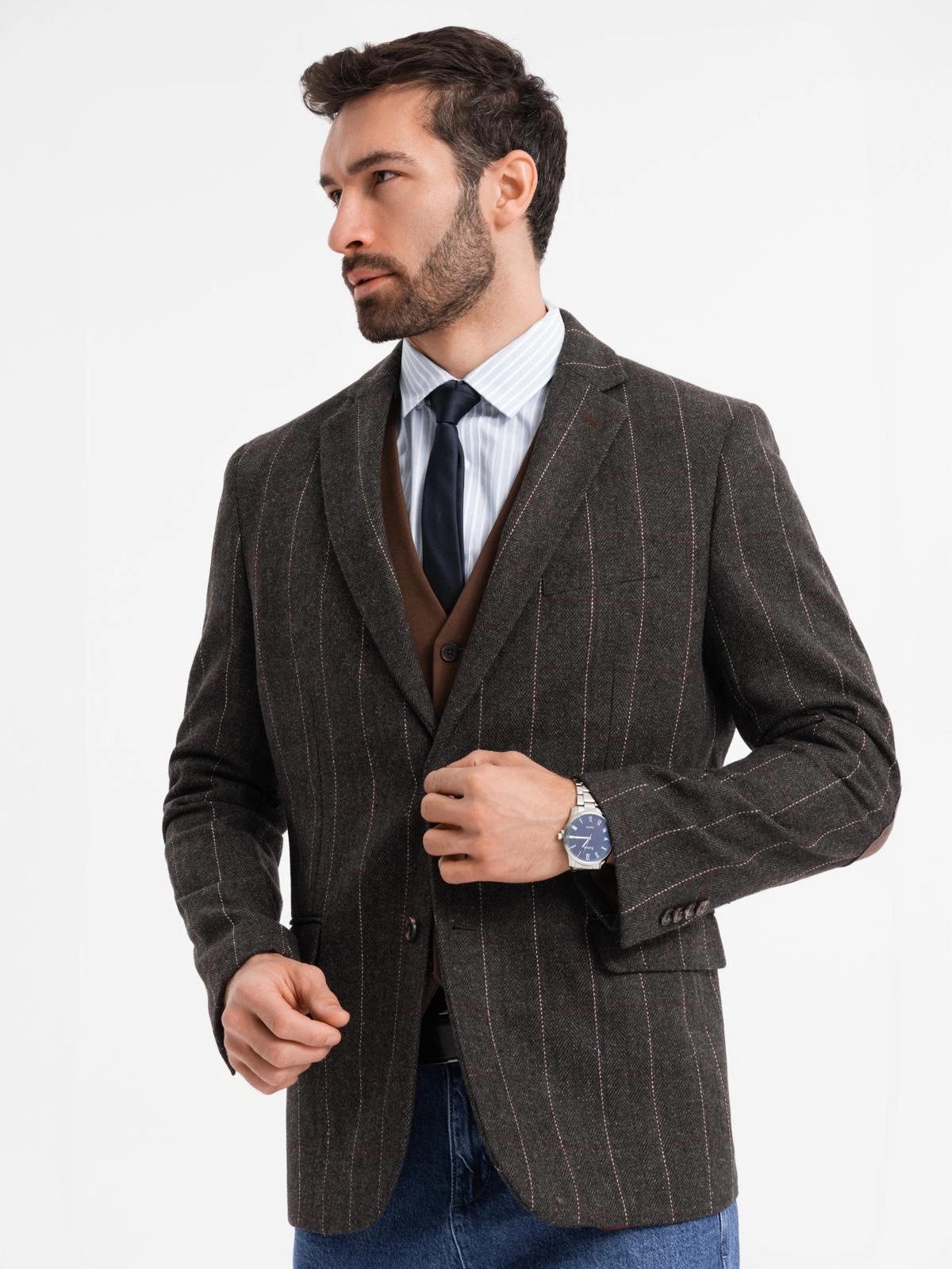 OMBRE Sakko Eleganter Sakko für Herren aus Wollmischung Schlitz auf der Rückseite der Jacke