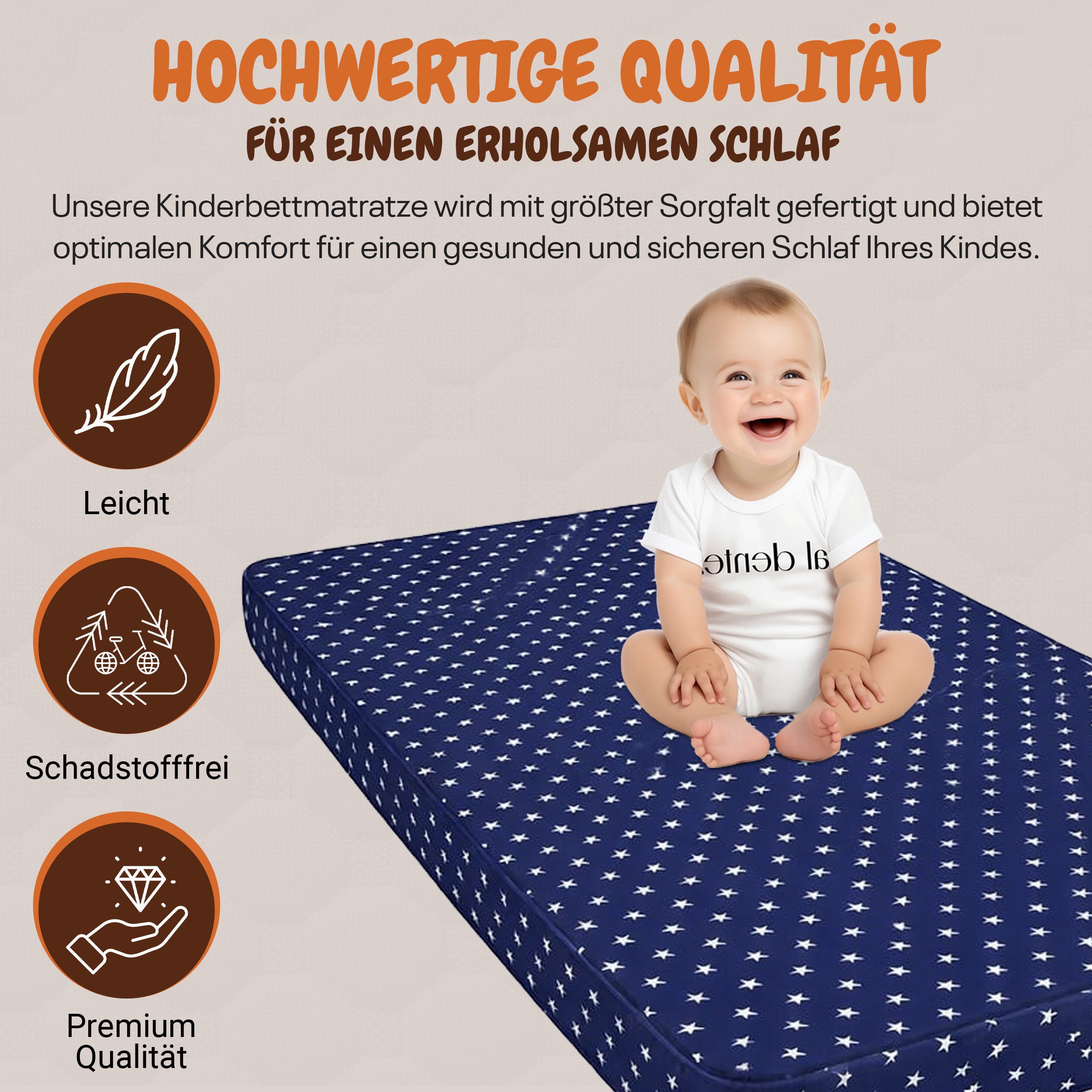 Kindermatratze Babymatratze mit Baumwollbezug, waschbar & rollbar–Allergike günstig online kaufen