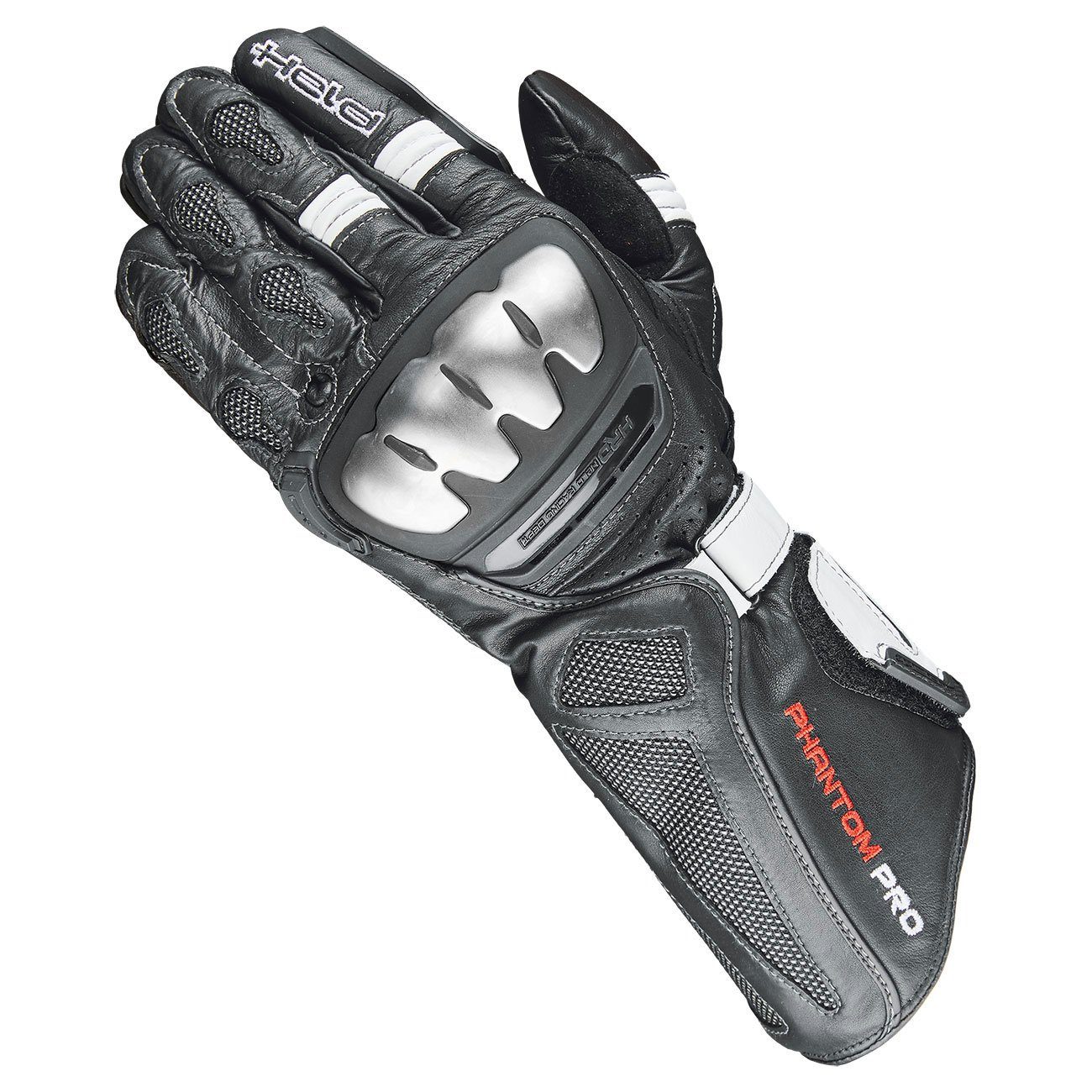 Held Biker Fashion Pro aus Sporthandschuh Motorradhandschuhe Känguruleder Handschuh Phantom Fingerbrücke mit Held schwarz-weiß