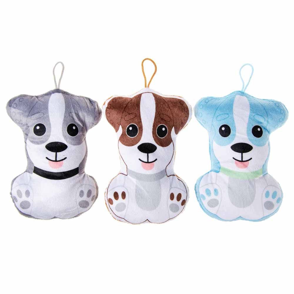 LG-Imports Tierkuscheltier 3 Stück Plüschkissen Hund mit Schlaufe - ca. 18 cm