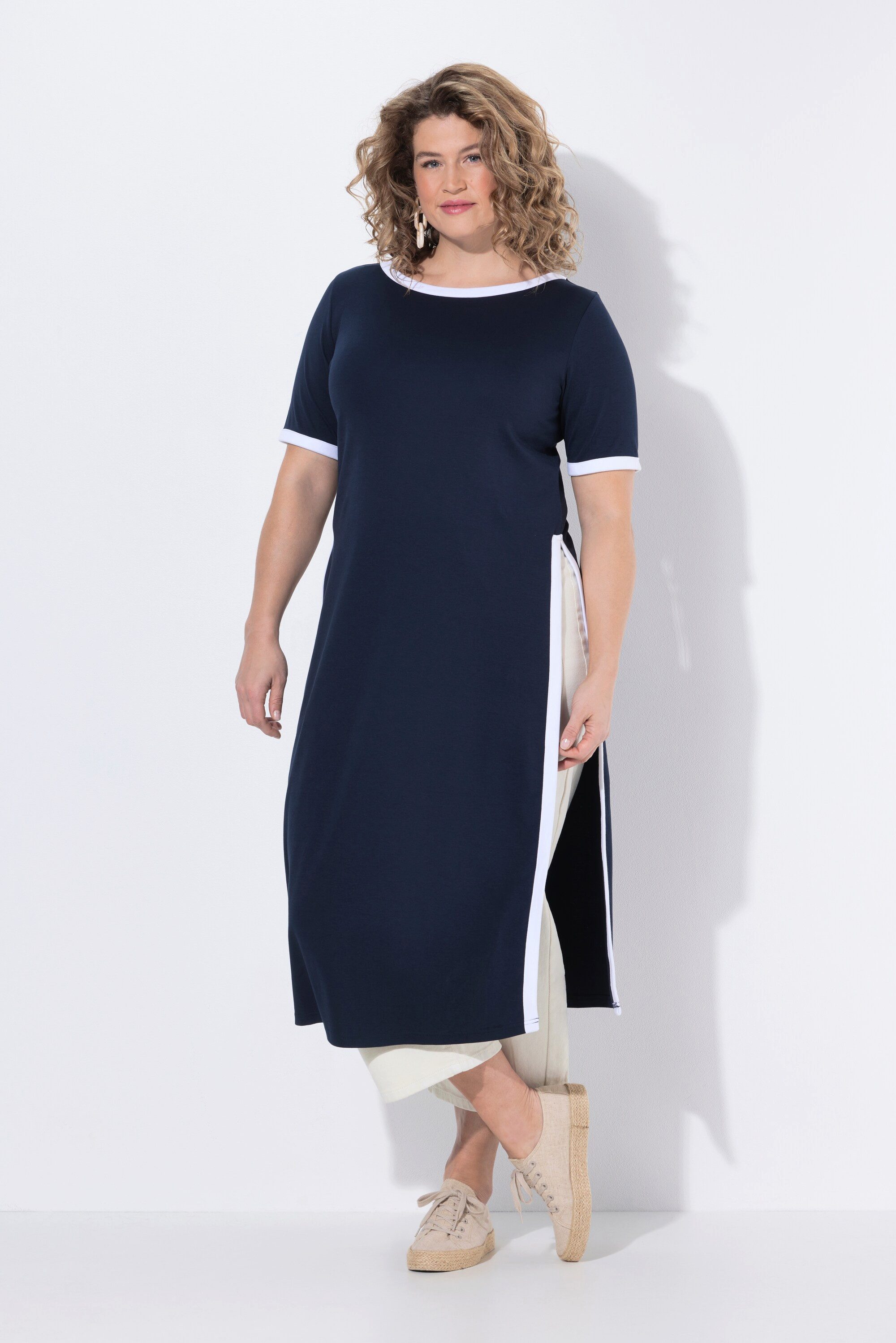 Ulla Popken Longshirt Longtop Schmuckkanten U-Boot-Ausschnitt ärmellos günstig online kaufen