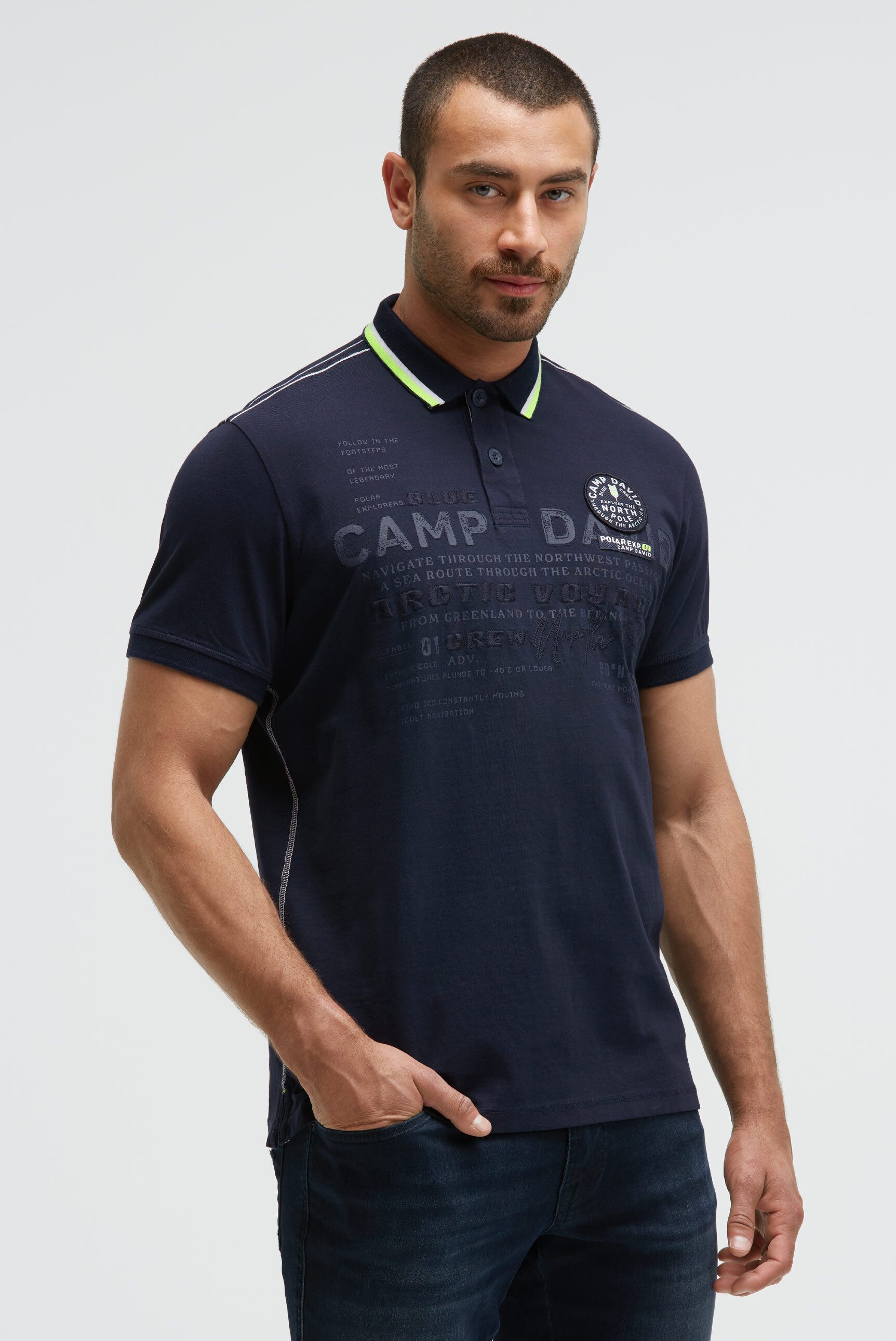 CAMP DAVID Poloshirt mit Seitenschlitze