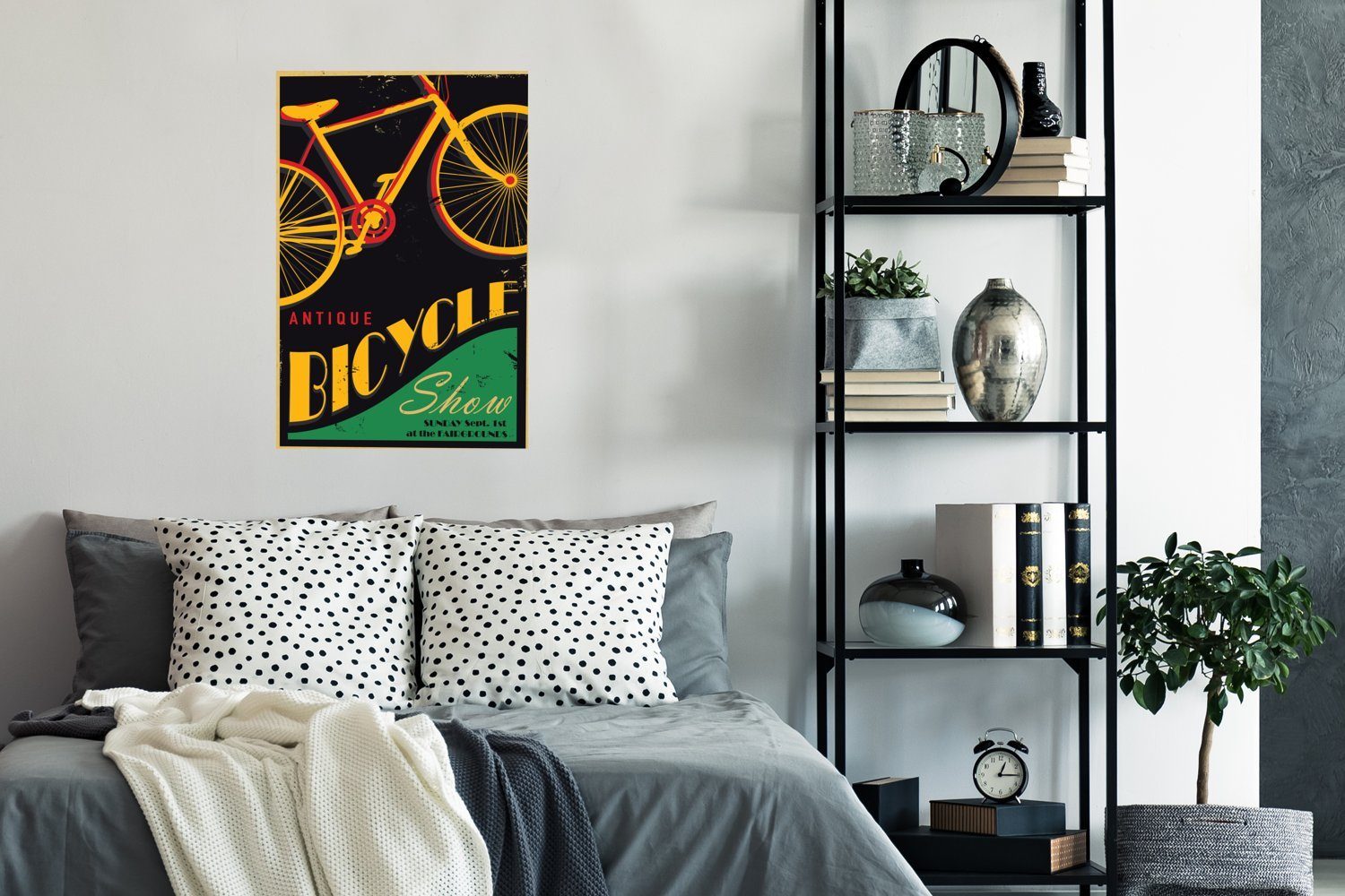 Wandbild, MuchoWow (1 Vintage Papier Dickes Fahrrad, Deko, Qualitätsdruck Wohnzimmer, Poster St), Poster Schlafzimmer,