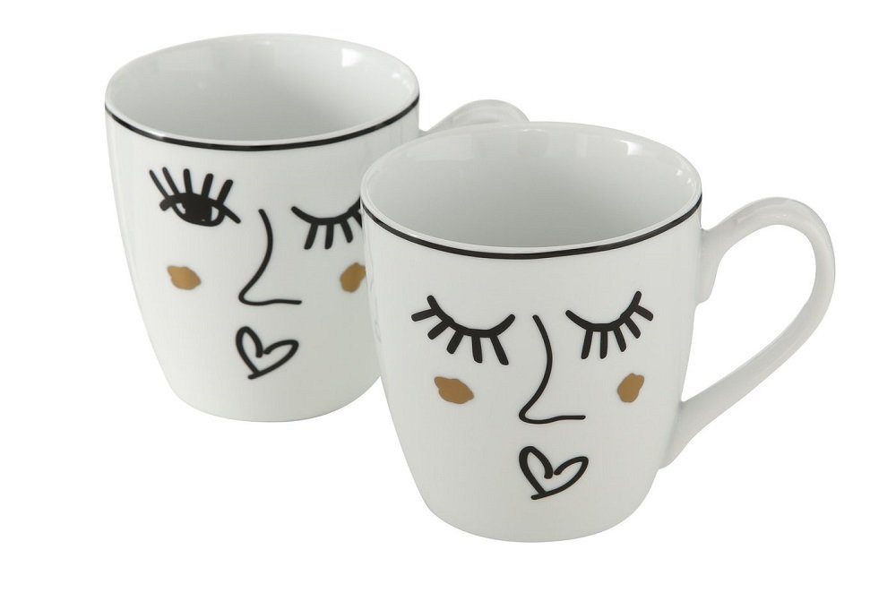 BOLTZE GRUPPE GmbH Tasse Kaffeebecher Jumbo Glamy 480ml Porzellan 2er Set