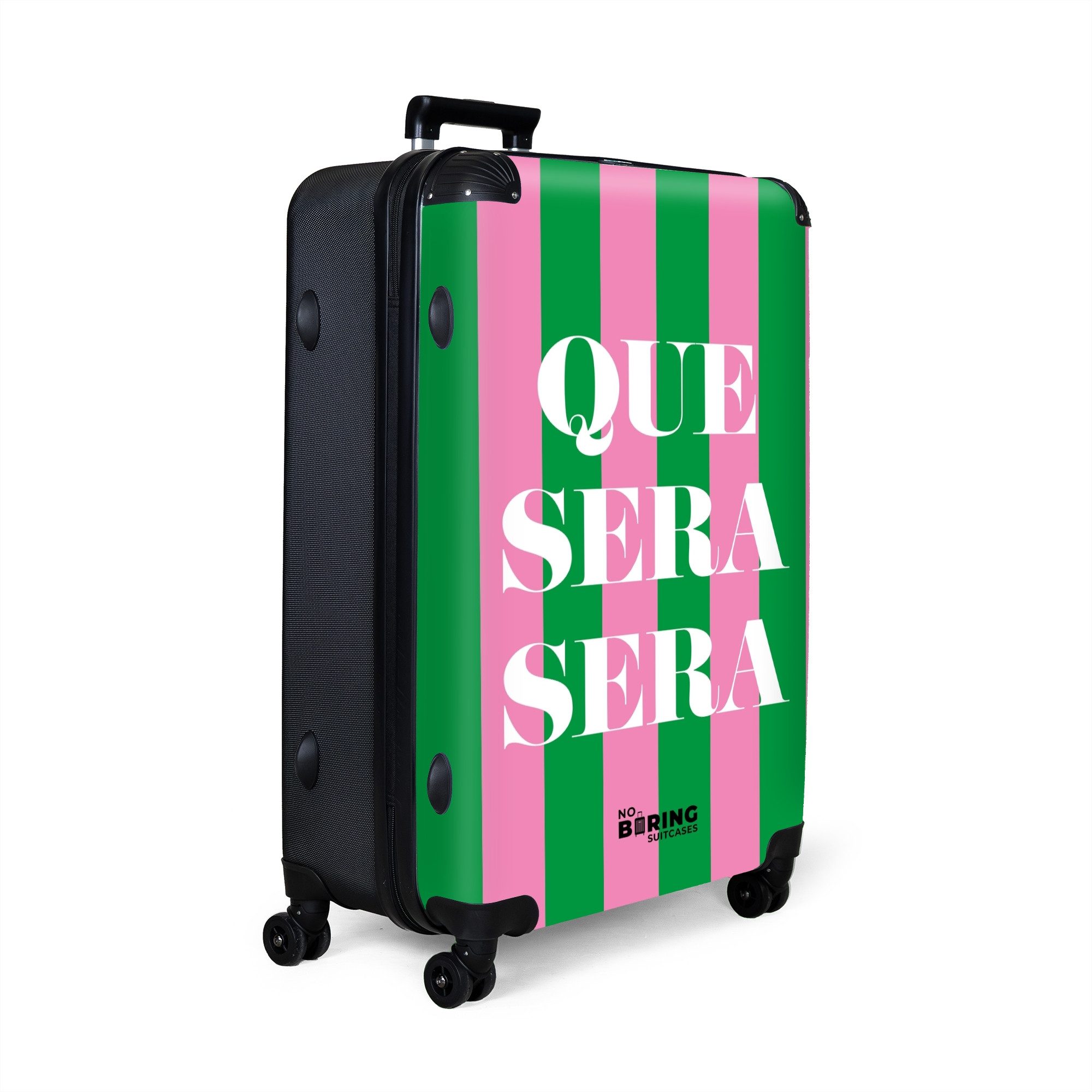 NoBoringSuitcases.com© Hartschalen-Trolley Grüne und rosa Streifen günstig online kaufen