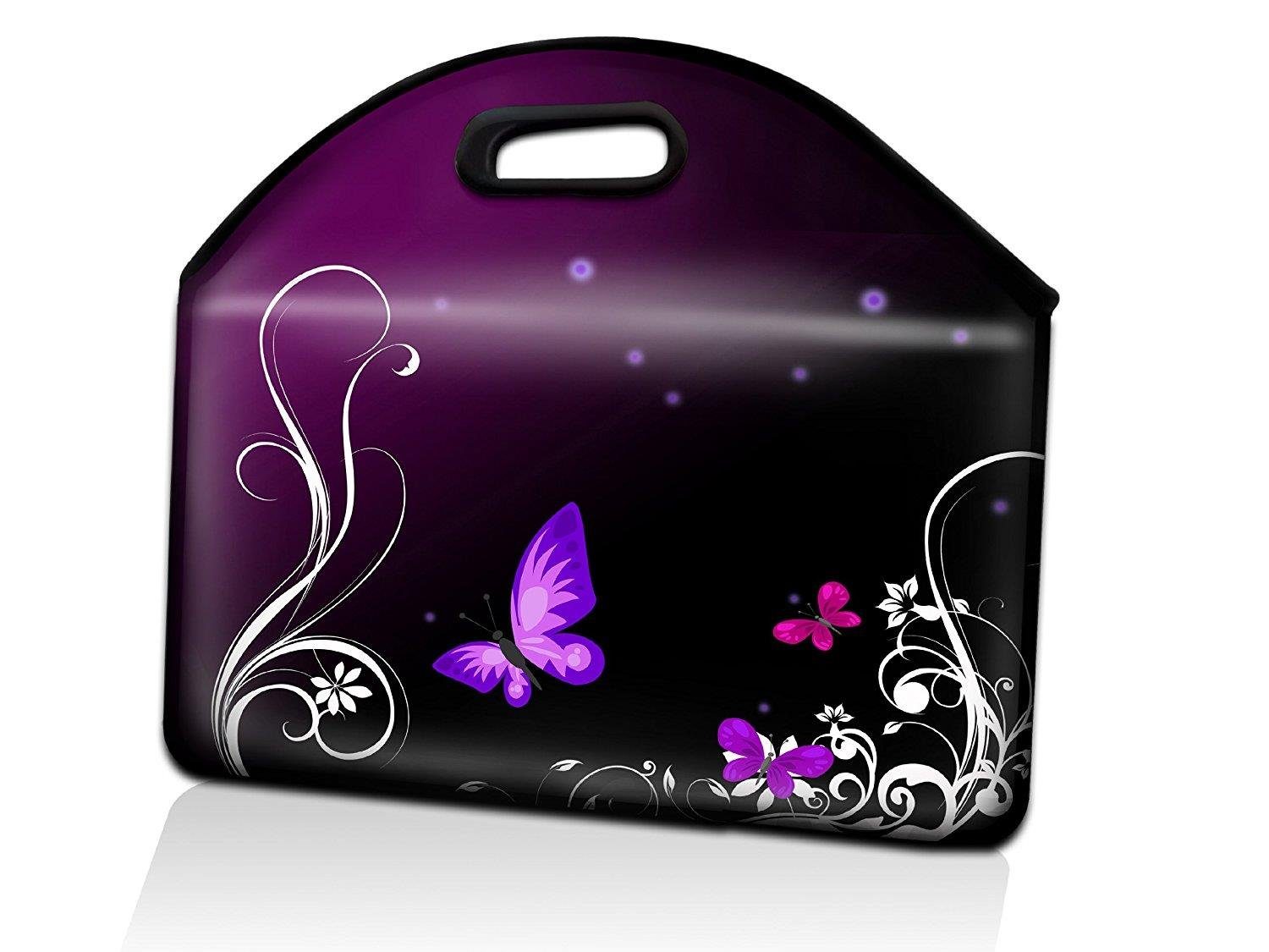 Laptoptasche für Laptops bis 15,4", Butterfly Schwarz Lila