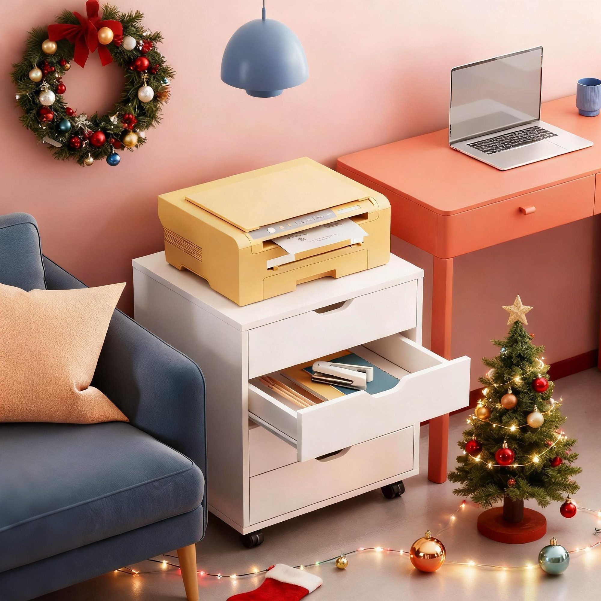 DEVAISE Aktenschrank Rollcontainer mit 5 Schubladen & Tür, Schubladenschran günstig online kaufen