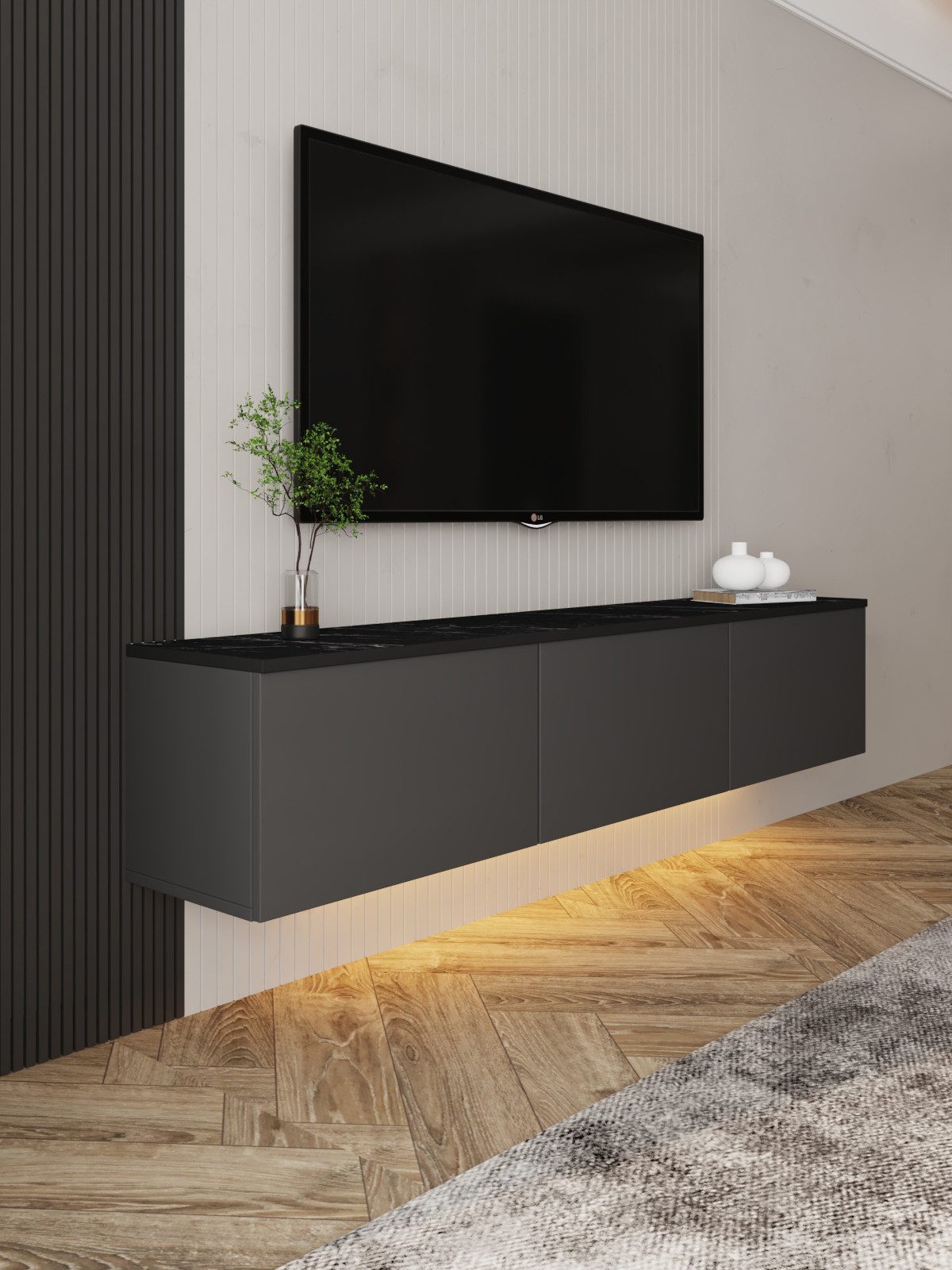 DEMA Home TV-Schrank Neon TV-Möbel hängend, incl. Beleuchtung Breite/Höhe/Tiefe: 160/35/32 cm