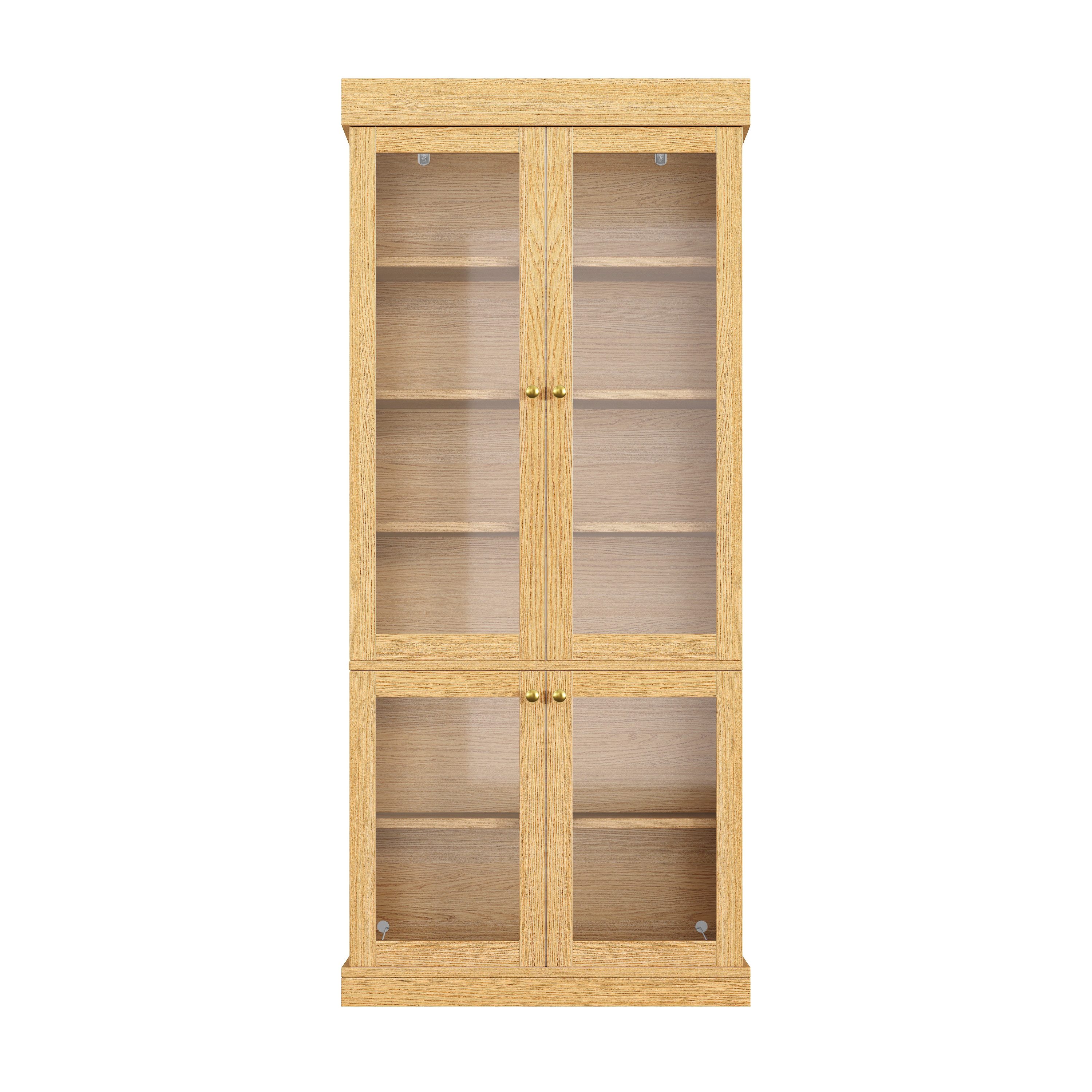 i@home Vitrine Vitrinenschrank mit LED und Glasvitrine (Hochschrank mit Stauraum, 1-St) Standvitrine für Wohnzimmer und Flur 180 cm, Kippschutz – Bild 2 von 5