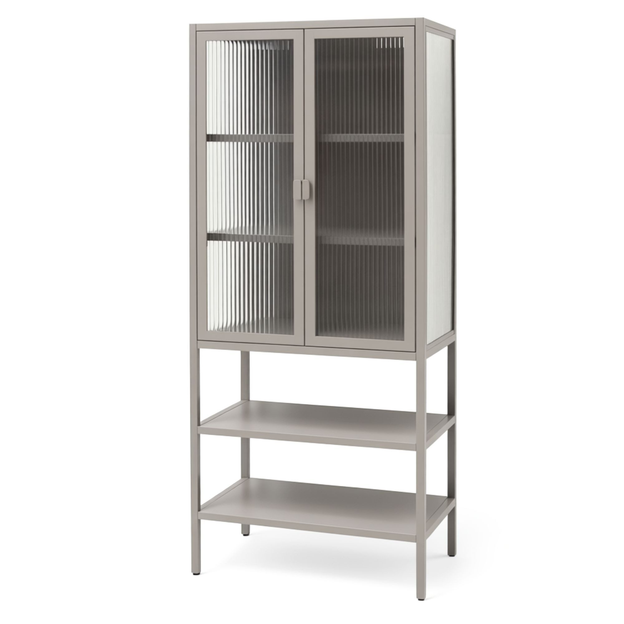 osoltus Sideboard osoltus Vitrine Schrank Riffelglas Stahl Warm Grey Indust günstig online kaufen