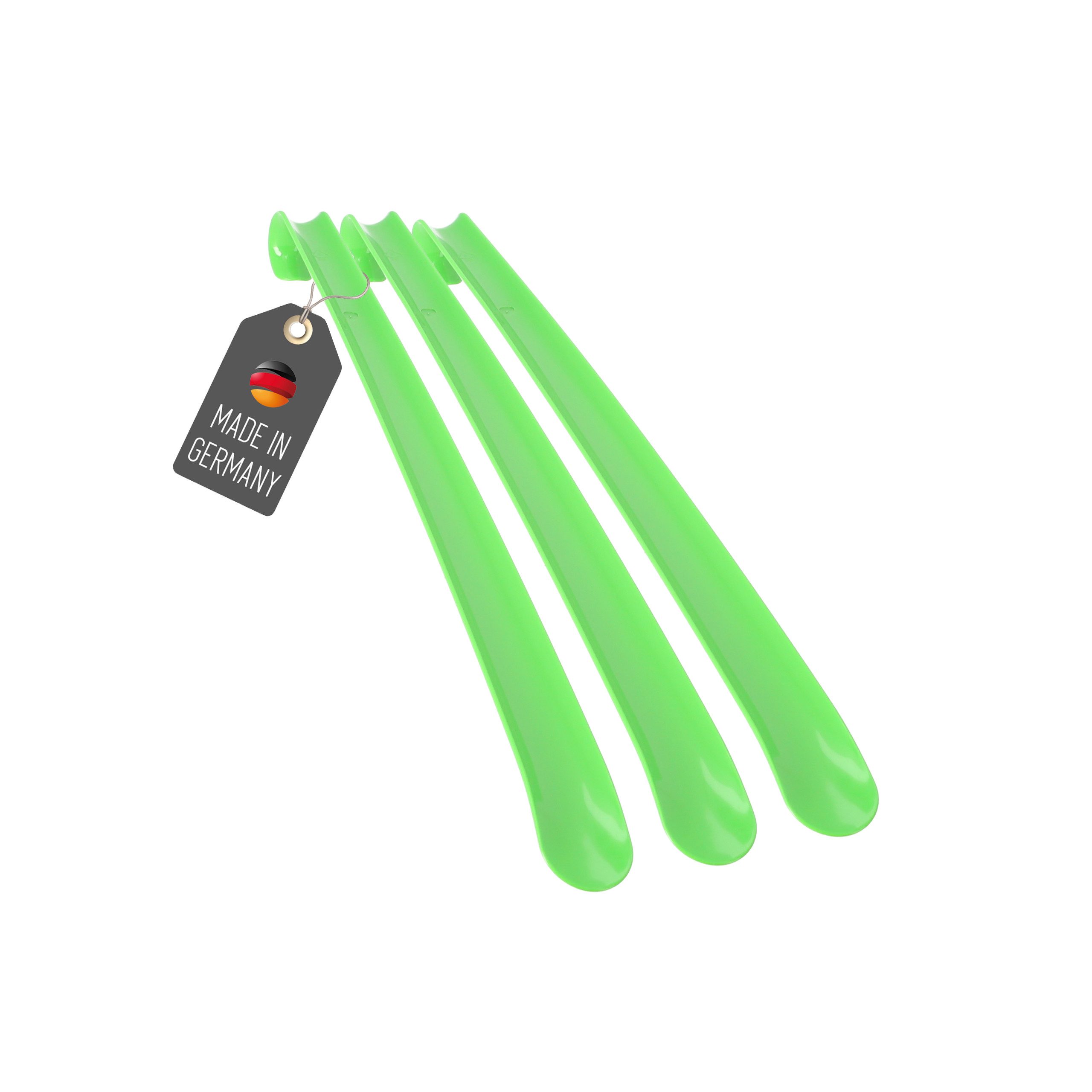 Lantelme Schuhlöffel 3 Stück Set 50cm Kunststoff stabiler Schuhanzieher Schuhanziehhilfe (3-tlg), Deutsche Herstellung, Rückenschonend, Für Erwachsene und Kinder