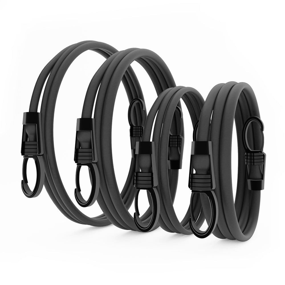 HMS Widerstandsbänder Expander Trainingsset Fitnessband Spar-Set, 6-tlg., 140 cm Zugband robust, 4 Zugbänder, Griffe, Türanker, Springseil