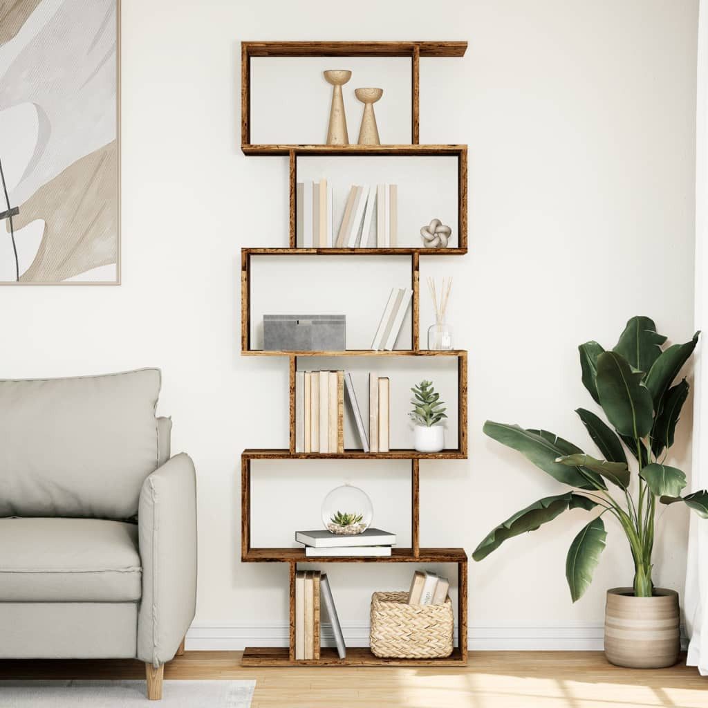 vidaXL Bücherregal Raumteiler-Bücherregal 6 Etagen Altholz-Optik günstig online kaufen