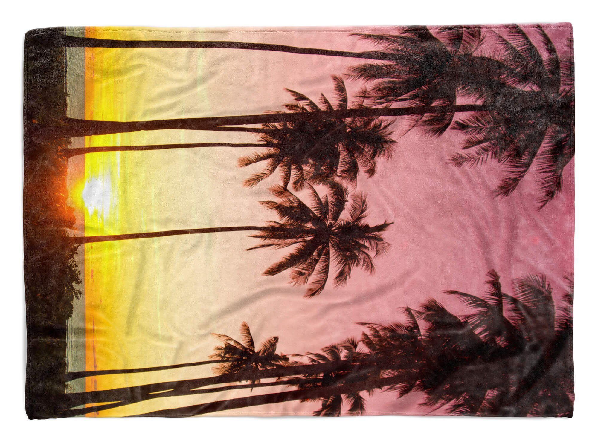 Sinus Art Handtücher Handtuch Strandhandtuch Saunatuch Kuscheldecke mit Fotomotiv Paradies Palmen Sü, Baumwolle-Polyester-Mix (1-St), Handtuch