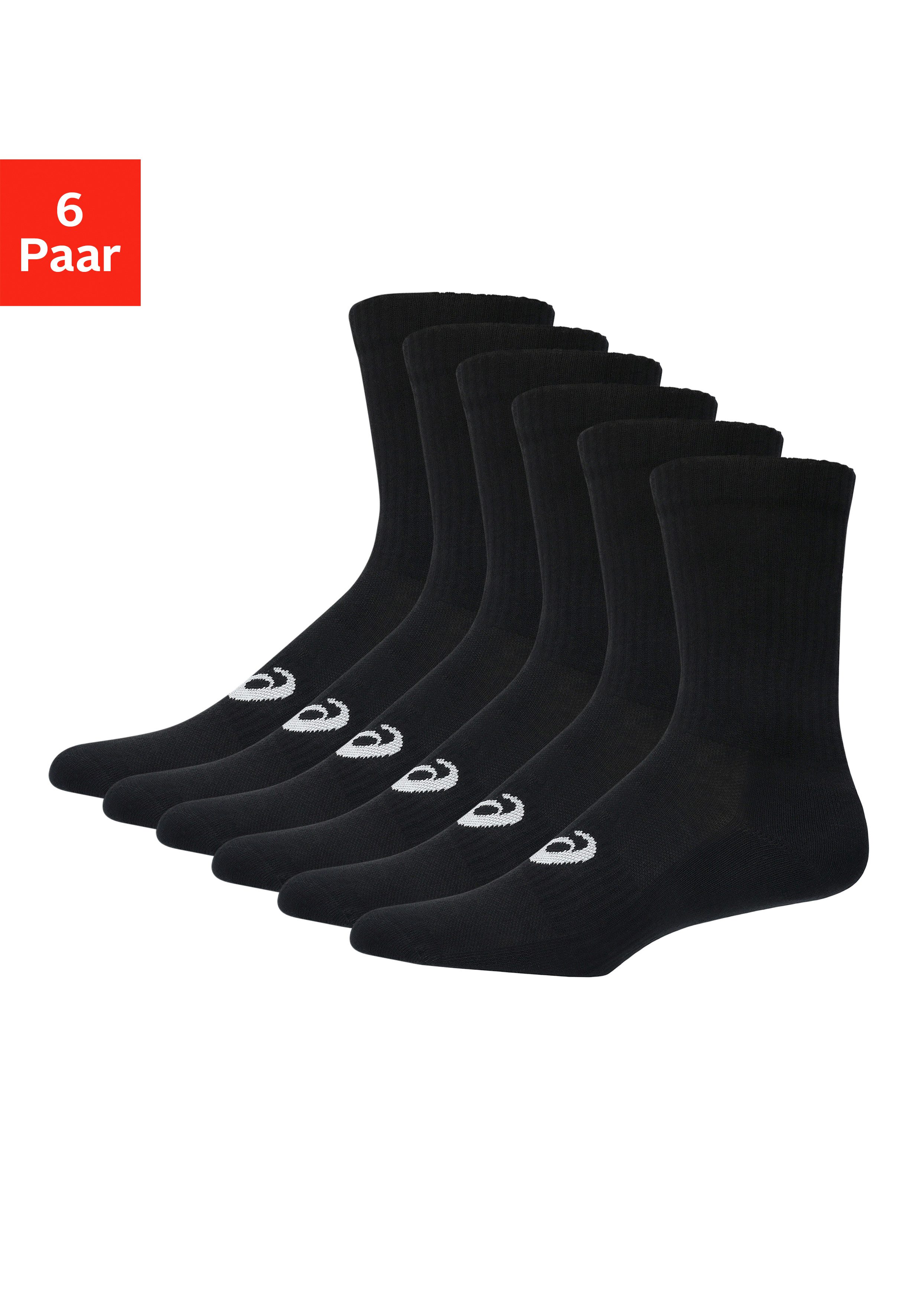 Asics Sportsocken 6 PACK CREW SOCK für Fitness, mit Mesh-Knit-Gewebe, mit Dämpfung. Reduzierter Preis € 17,99. Unverbindliche Preisempfehlung € 22,00, (€ 3,00 pro 1 Paar)