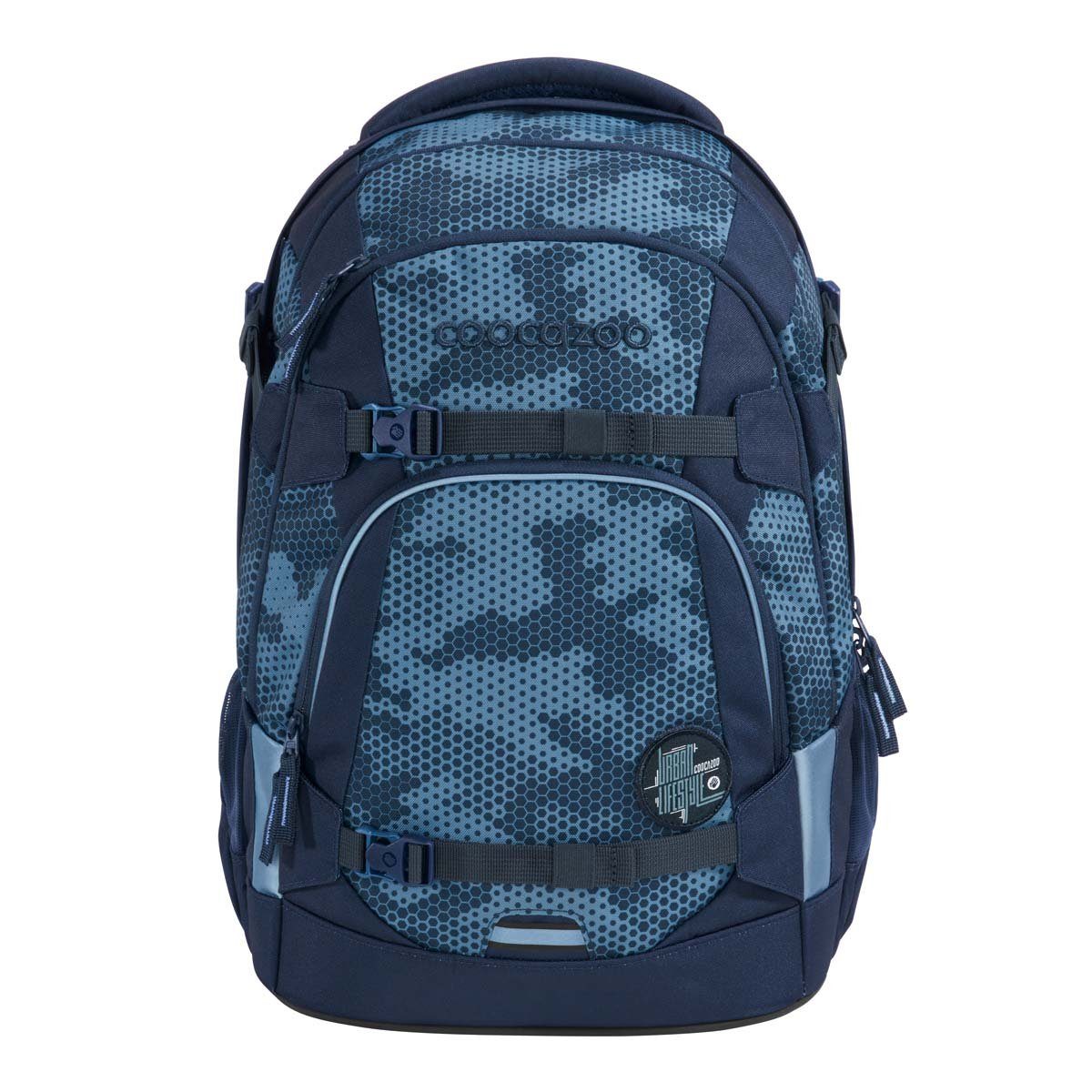 coocazoo Schulranzen Schulrucksack-Set MATE Geometric Sky 2-teilig (Rucksack, Mäppchen), ergonomisch, reflektiert, Körpergröße: 135 - 180 cm