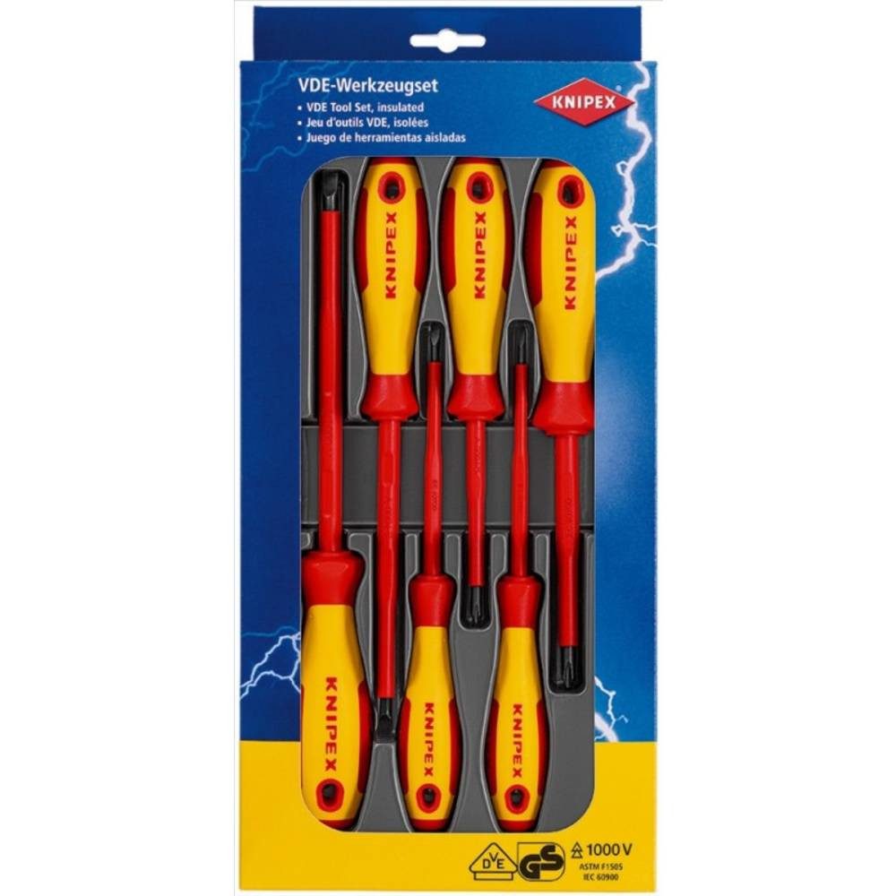 Knipex Schraubendreher VDE-Schraubendreher-Satz 6tlg 00 20 12 V01, Mehrkomponentengriff