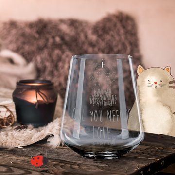 Mr. & Mrs. Panda Windlicht Eulen Liebe - Transparent - Geschenk, glücklich, Teelicht Glas mit Gr (1 St), Elegante Ausstrahlung