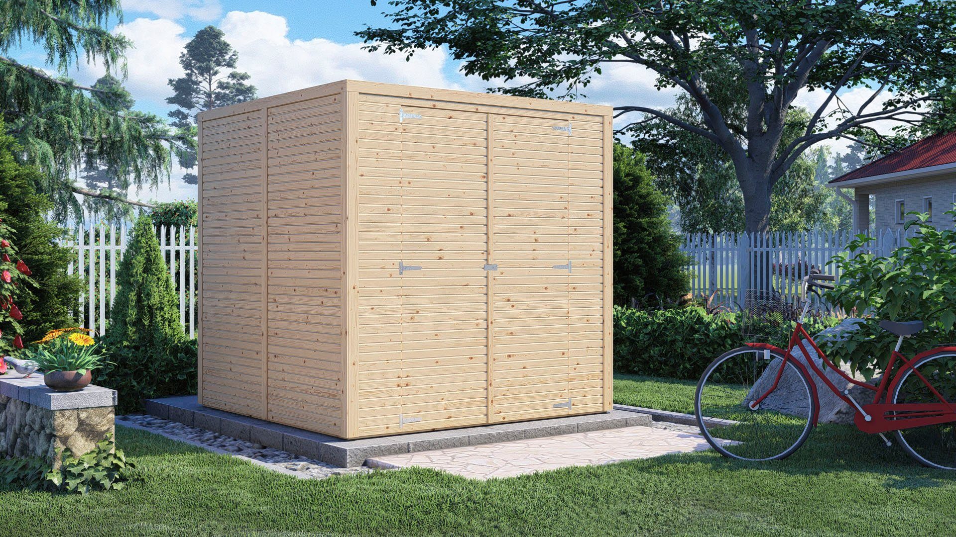 KONIFERA Gartenhaus Beno 3 Fineline Flachdach, BxT: 207x211 cm