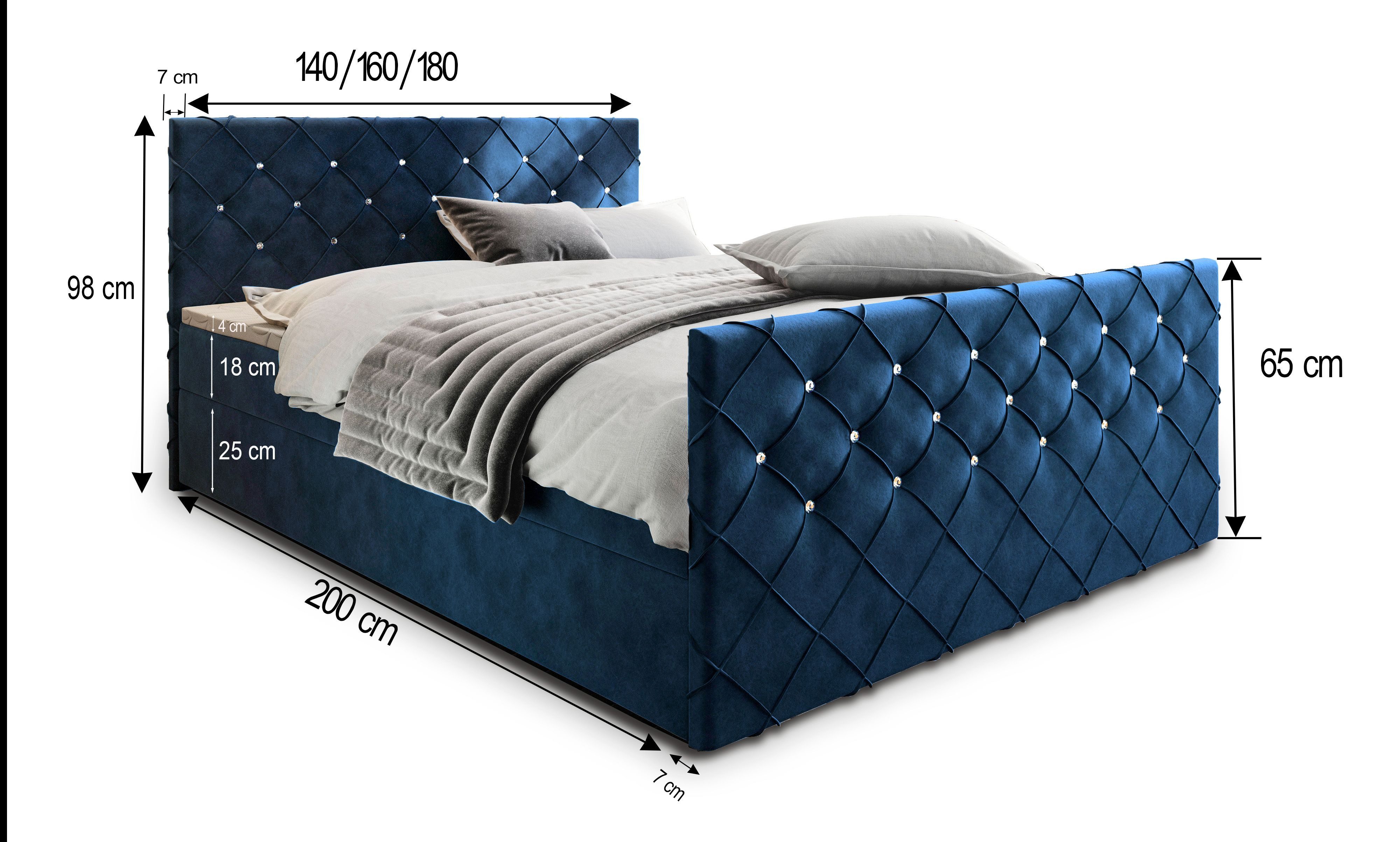 Masseno Boxbett MANDI 180x200 cm mit Bonell Matratze und Topper