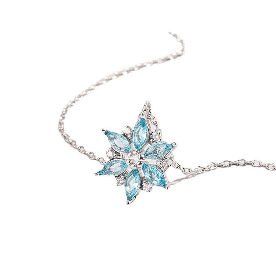 Frauen Zarte DAYUT Geschenke (1-tlg) Charm-Kette Schneeflocken-Anhänger-Halskette, blaue für