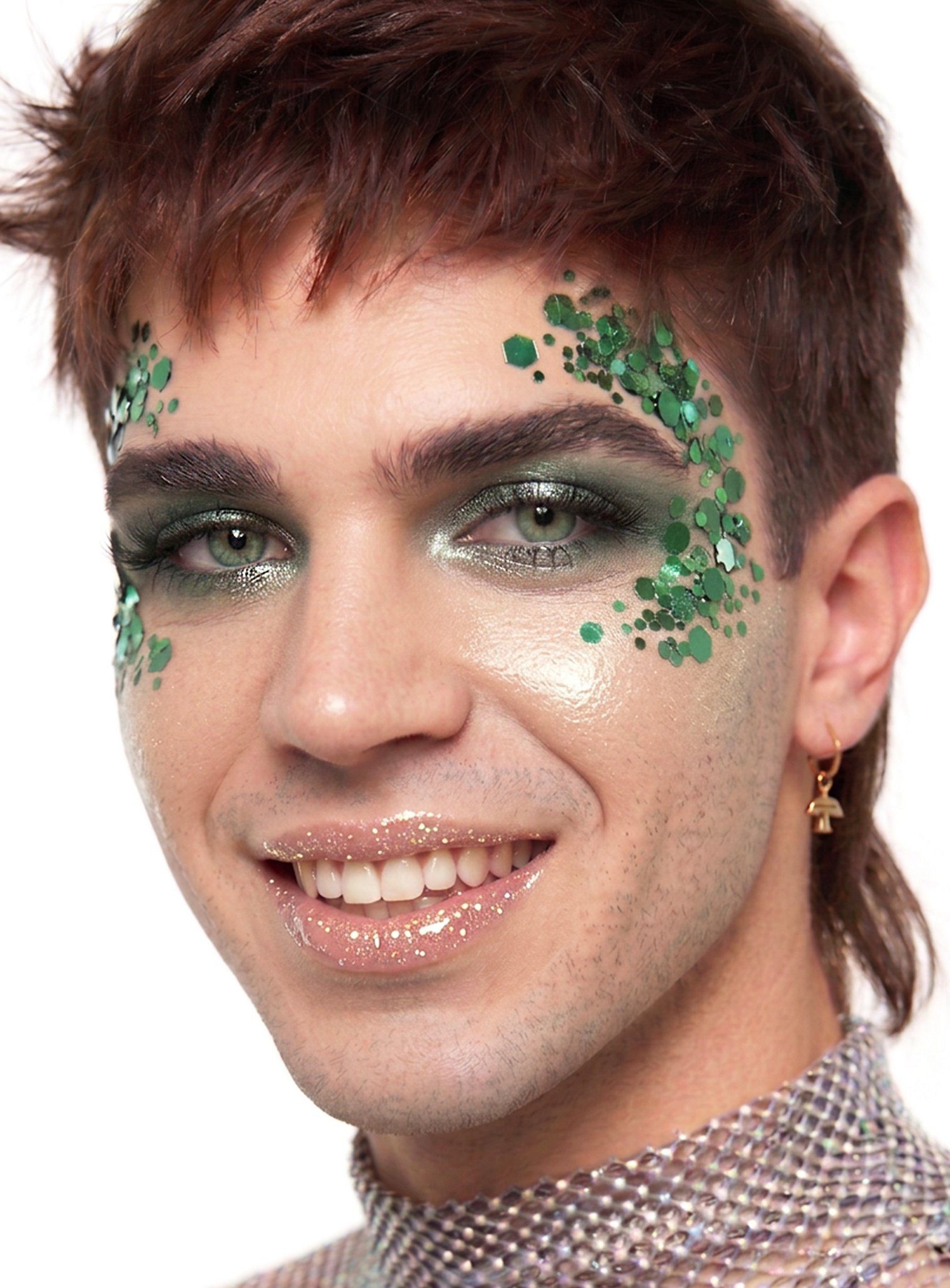 Smiffys Theaterschminke Moon Glitter Bio Chunky Glitzer grün, Biologisch abbaubare Glitzerflocken für einen glänzenden Look zu Fas