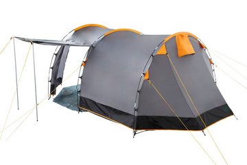 CampFeuer Kuppelzelt Zelt Super+ für 4 Personen, Grau / Schwarz, 3000 mm Wassersäule, Personen: 4