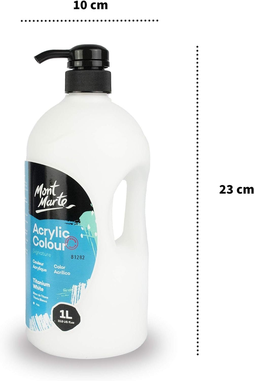 Mont Marte Acrylfarbe 1 L – Farbe wählbar Weiß oder Schwarz, Lichtechte Farbe mit großer Deckkraft – für Leinwand, Ton, Holz, Stein
