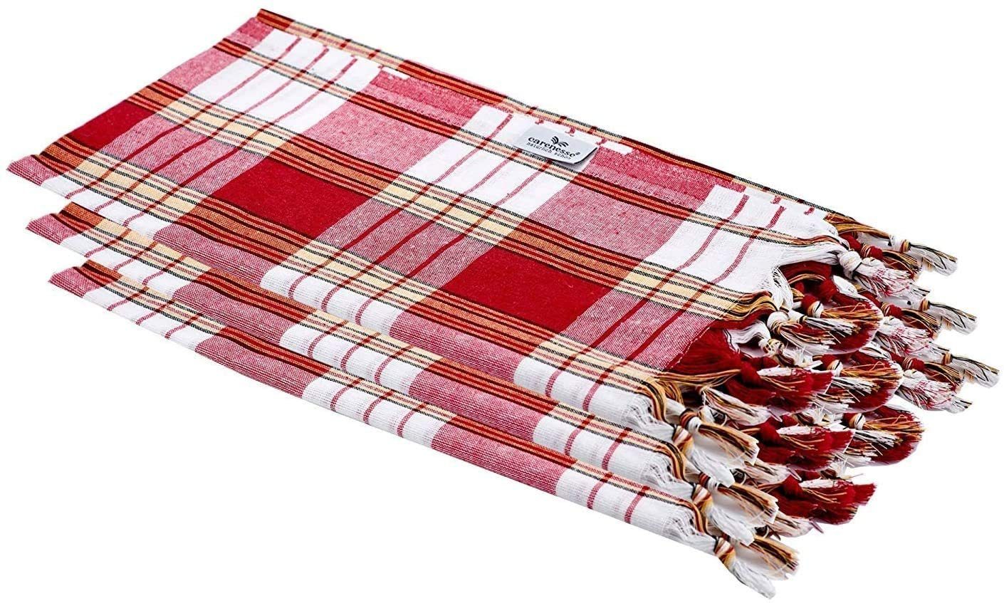 Carenesse Hamamtücher 3x Classic rot 80x170 cm Pestemal Fouta Saunatuch Strandtuch Handtuch, 100% Baumwolle (3-St), 100% Baumwolle saugfähig & schnelltrocknend beach towel Backpacker