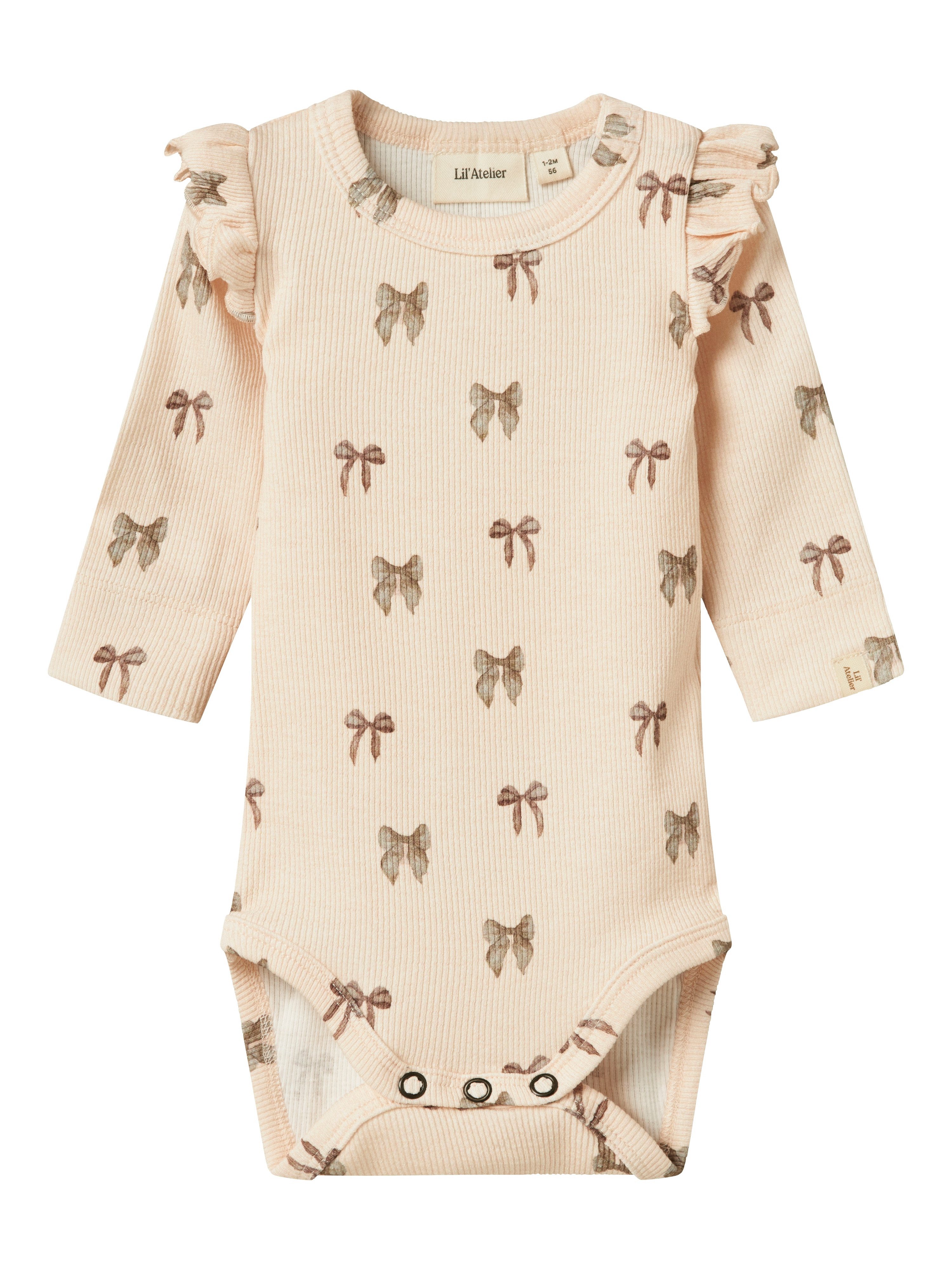 Lil' Atelier Langarmbody NBFGAVO EKO LS SLIM BODY LIL NOOS mit Rüschen, weiche Jerseyqualität
