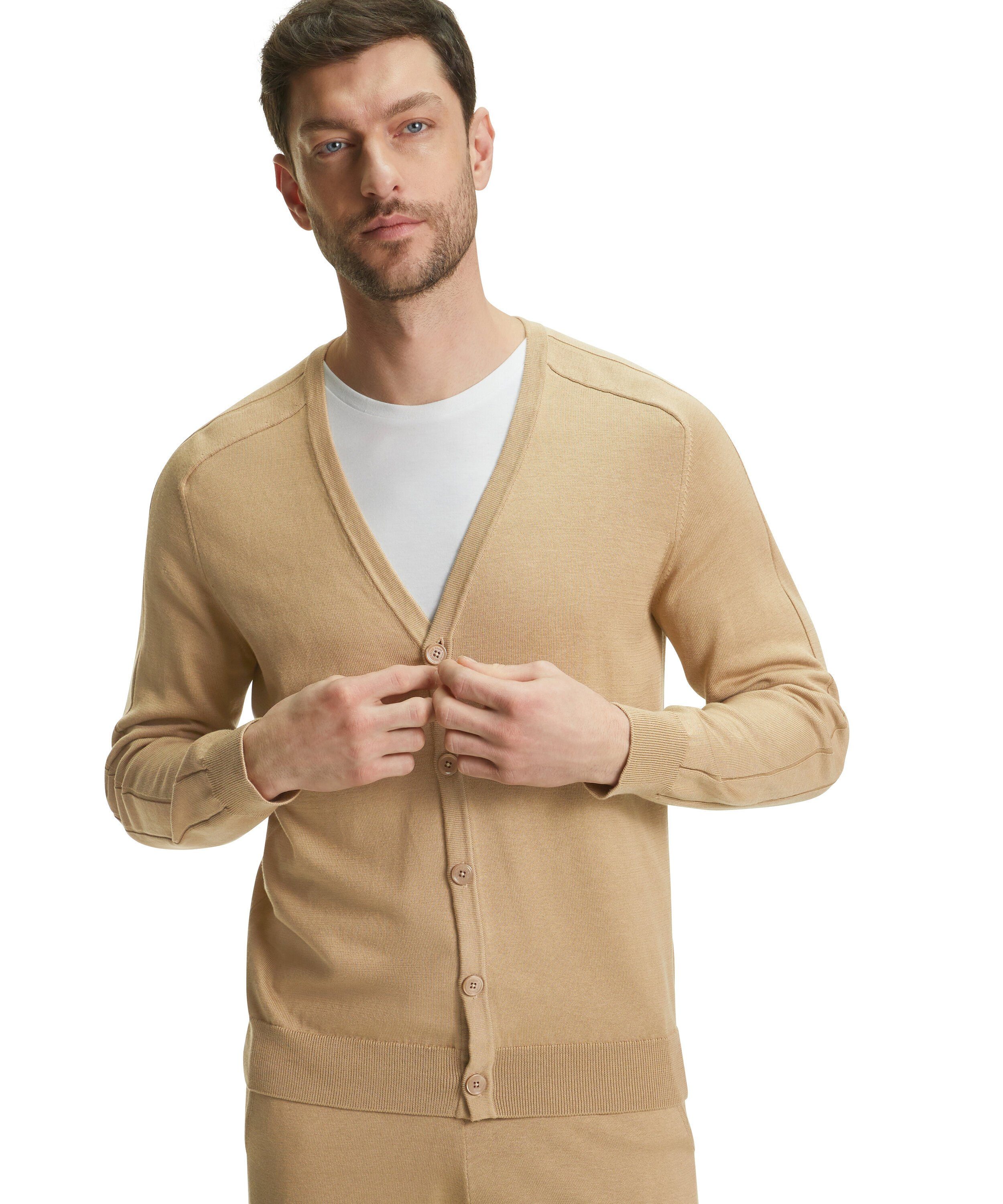 Strickjacke hochwertigster Seide-Baumwolle sand aus (4320) FALKE