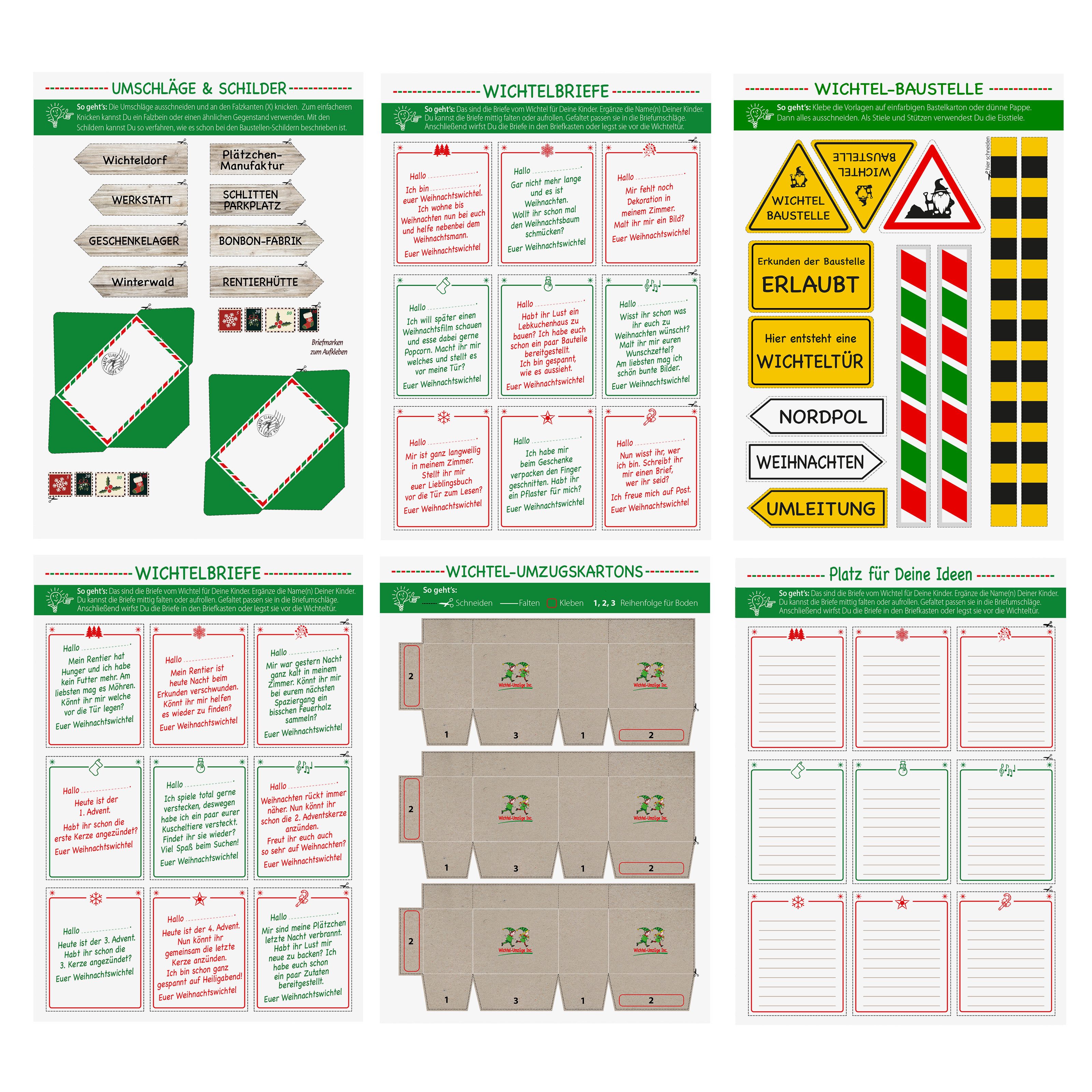 Nordstern DIY-Adventskalender Wichteltür-Set mit Wichtelbriefen, Baustelle uvm. (30-tlg), DIY-Dekoration