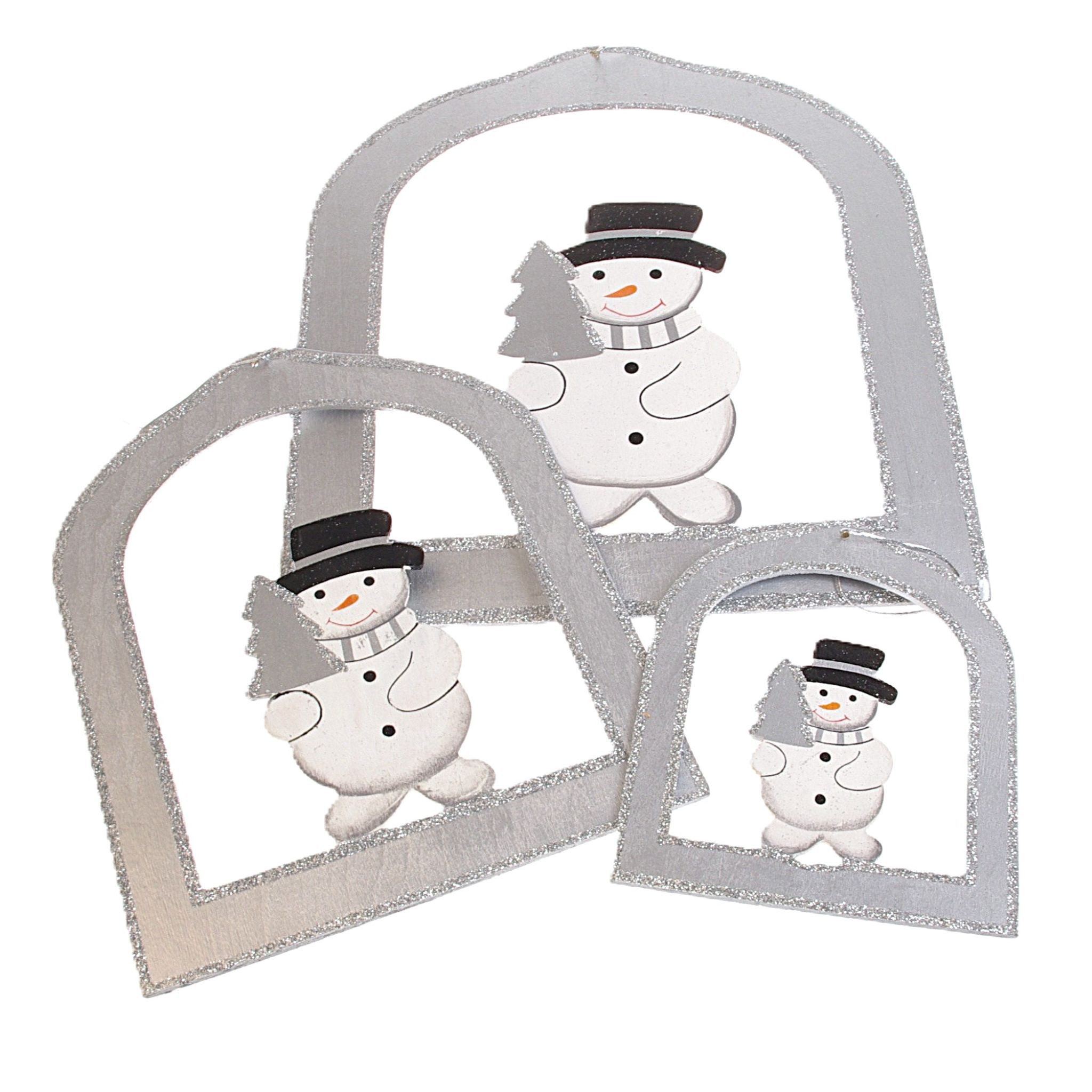 Deko AS Schneemann Weihnachtsdeko Hänger-Set Schneemann - Weiß-Silber - 3 Stück - 3384 01 (3 St., Dekoset in verschiedenen Größen)