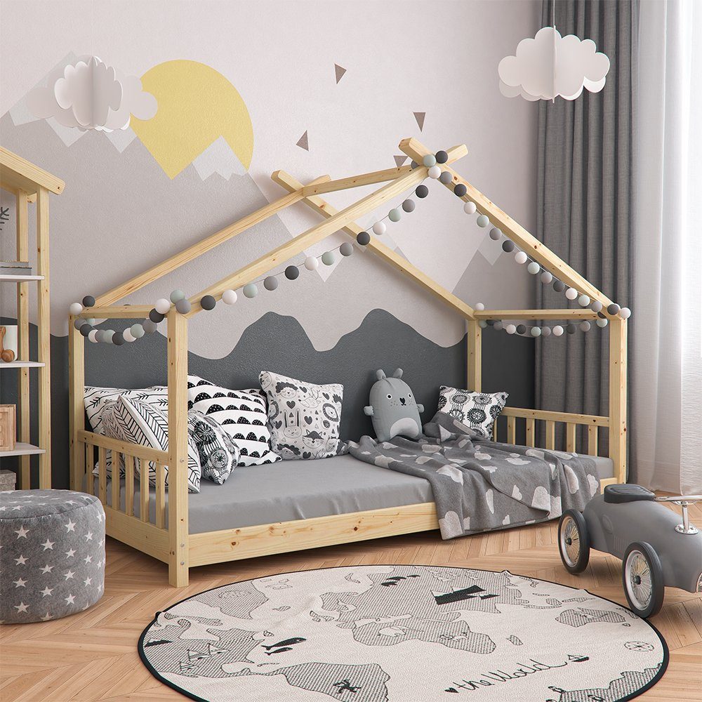 VitaliSpa® Hausbett Design, Naturholz, 90x200 cm