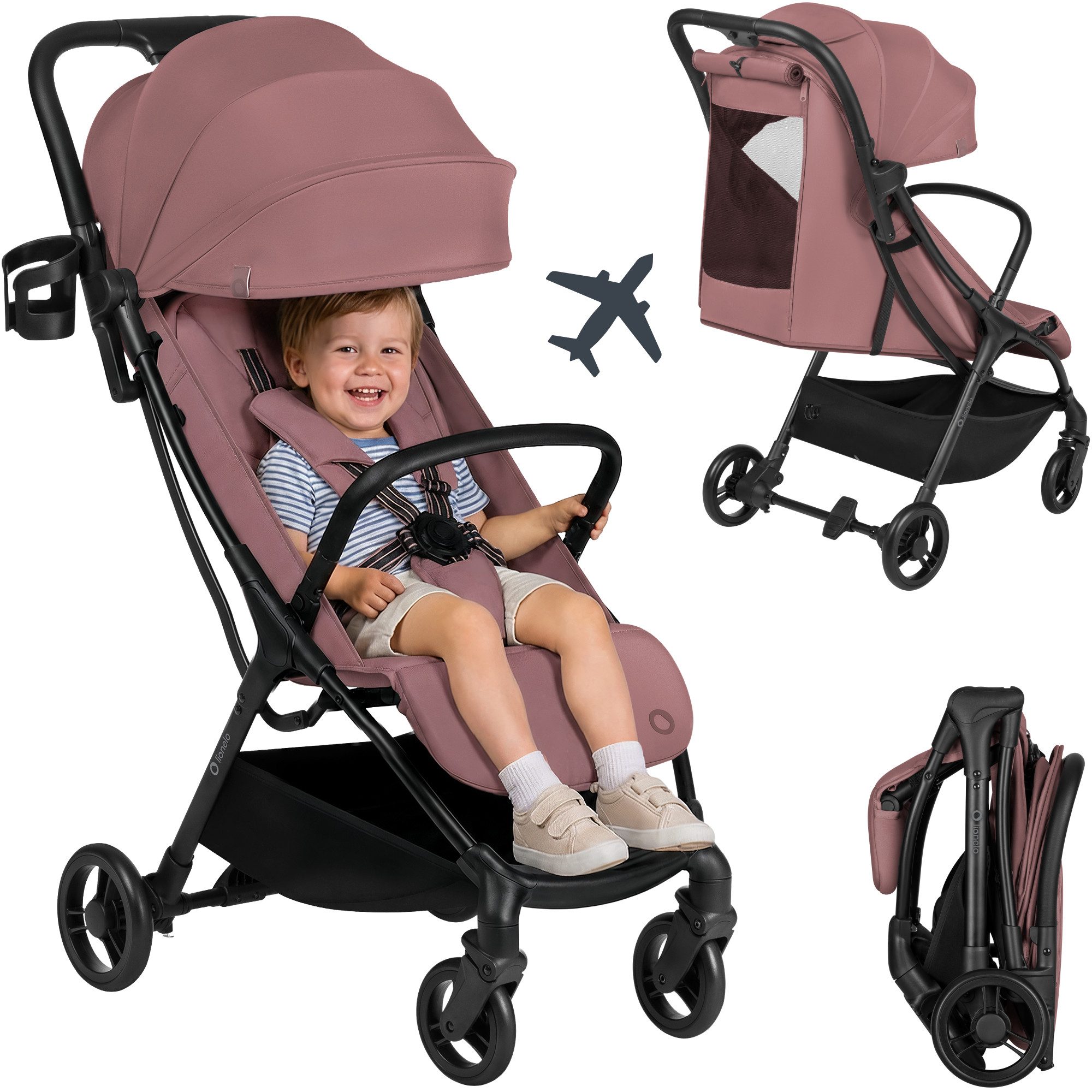 lionelo Kinder-Buggy AGIA, (Set), Leicht/Auto-Fold/kompakt/steht frei/bis 22kg