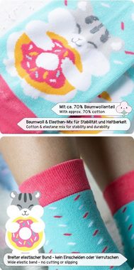 Corimori Haussocken Witzige Lustige Bunte Anime Baumwolle Socken 4er Set Tiere Geschenk-Ve (Packung, 4-Paar) Geburtstagsgeschenk