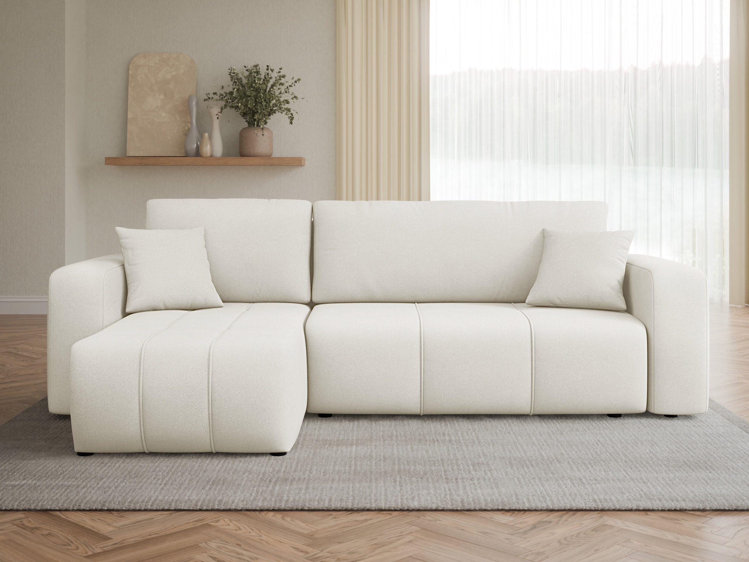 MIRJAN24 Ecksofa Fetrinu, mit Bettkasten und Schlaffunktion, L-Form, Seite Universal
