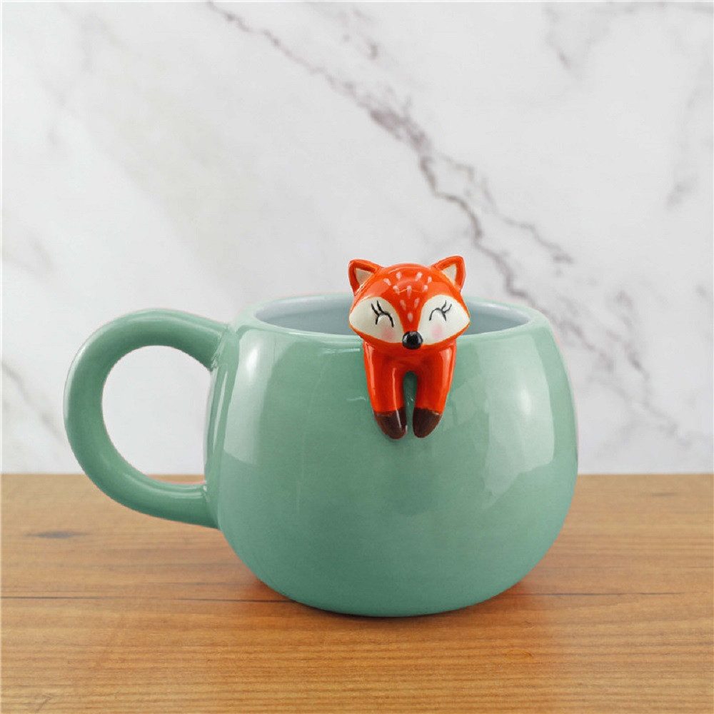 Winkee Becher Becher Pet Friends Kaffeebecher Fuchs, Keramik, ca. 14 x 12 x 11 cm, für ca. 350 ml