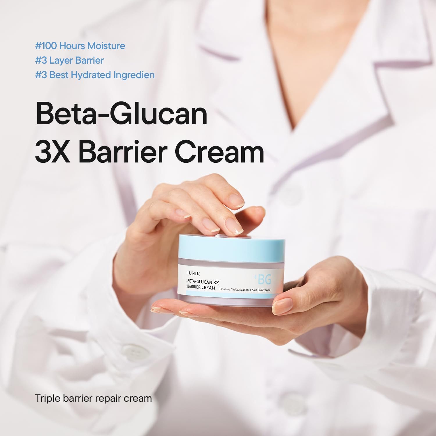 iUnik Tagescreme Beta-Glucan 3X Barrier Cream 50ml – Intensive Feuchtigkeitspflege für empfindliche und trockene Haut mit Beta-Glucan, Ectoin &, Panthenol – Dermatologisch geprüft, vegan