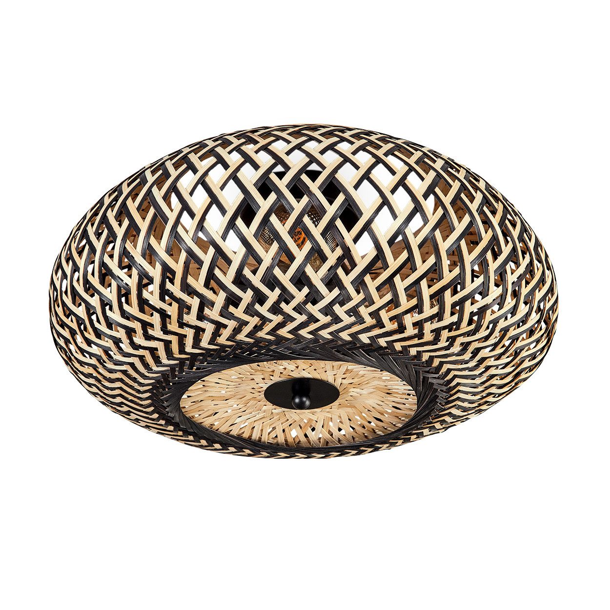 hofstein Deckenleuchte moderne Deckenlampe aus Metall/Bambus in Schwarz/Nat günstig online kaufen