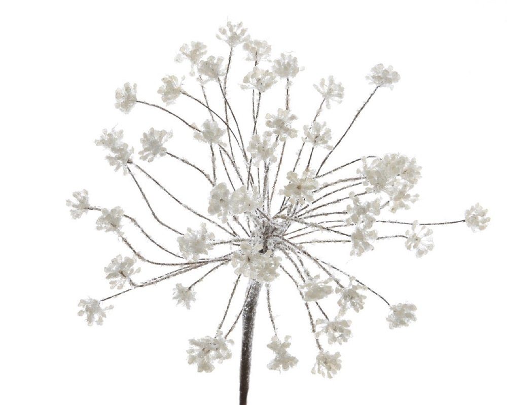 Kunstblume Dekoblüte weiß Bärenklau Frost Tischdeko, Kaemingk