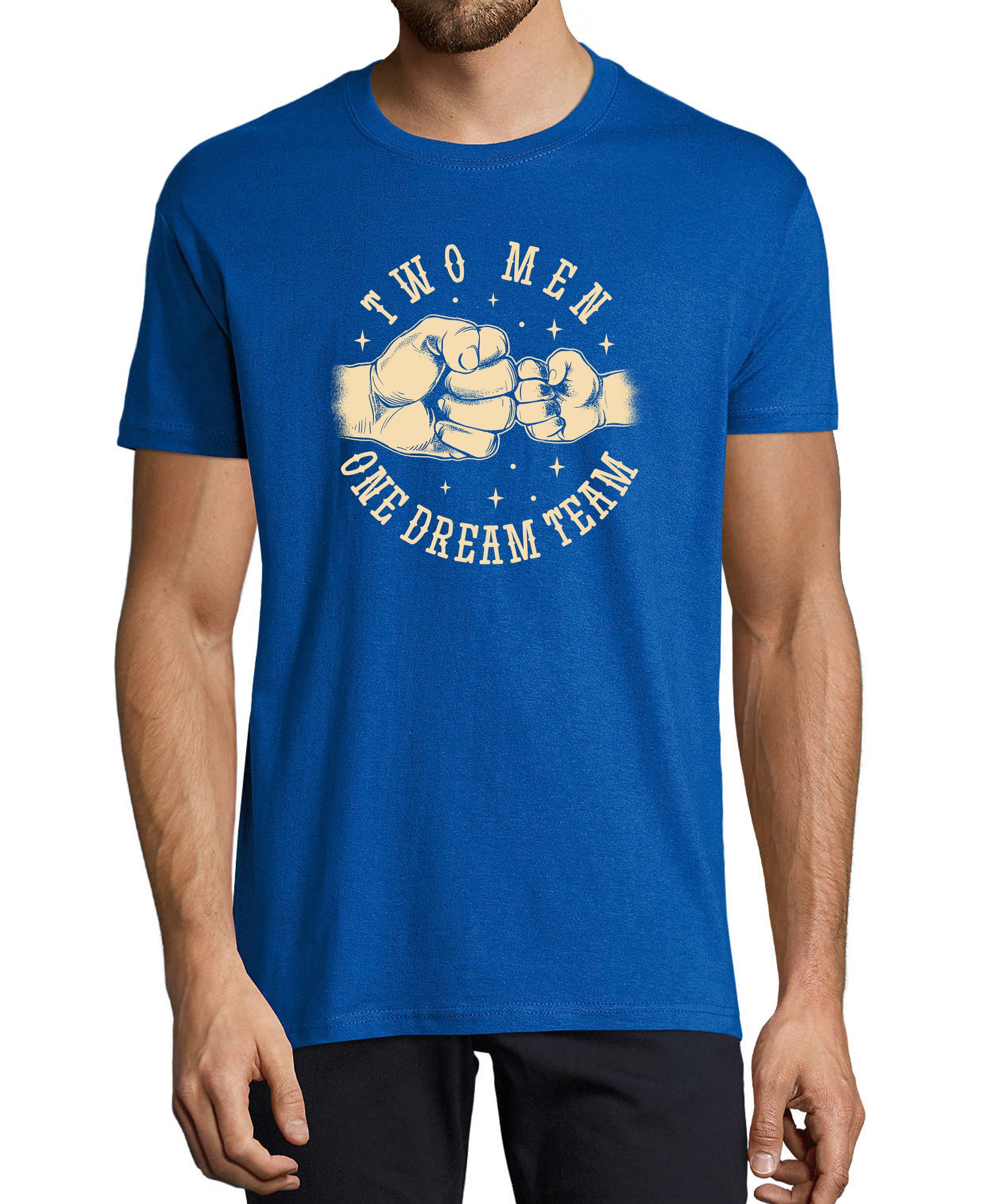 Baumwollshirt Vater i306 Sohn Regular mit - MyDesign24 Team mit blau Dream Shirt T-Shirt Aufdruck Herren Fit, Print royal